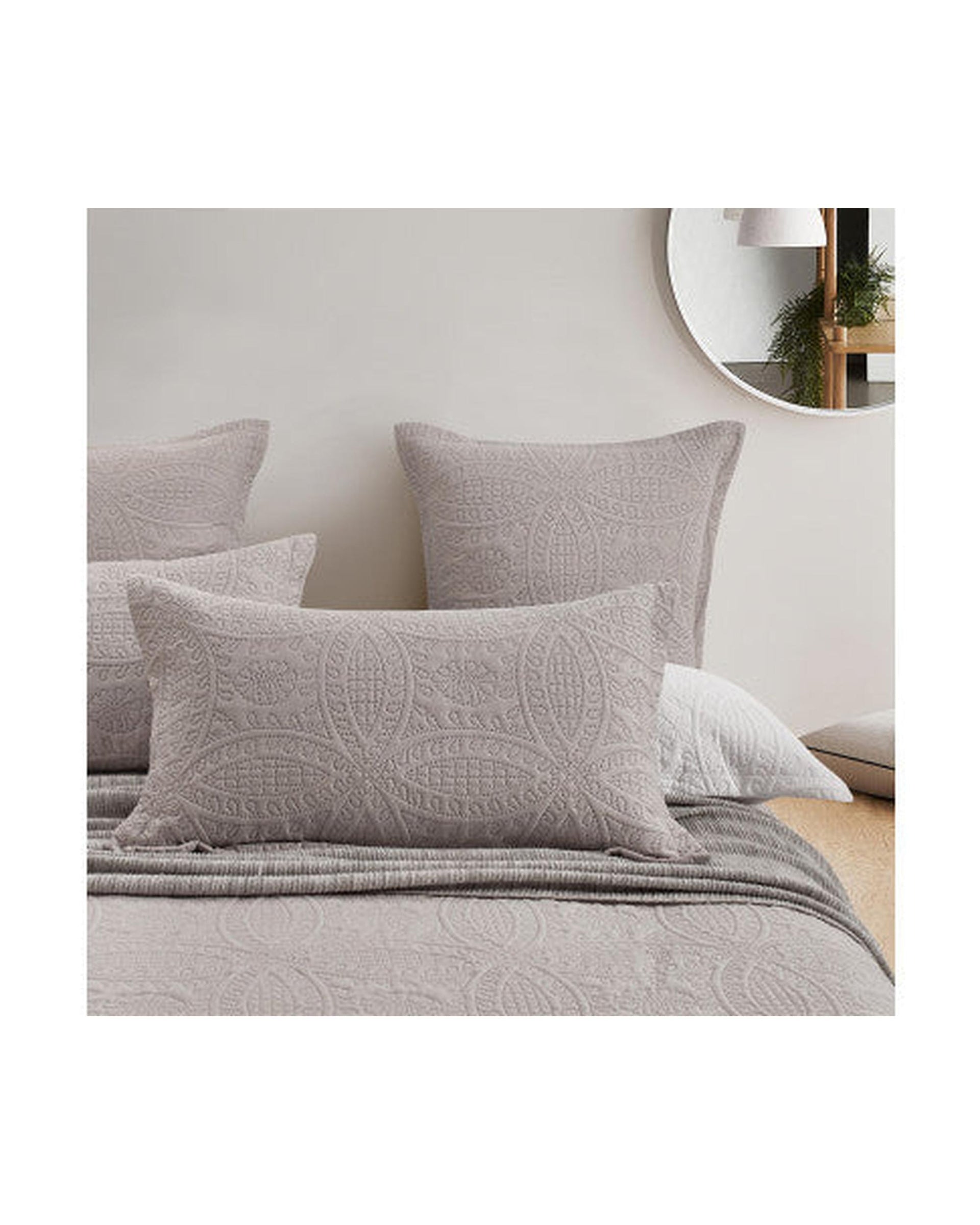 GIOIA CASA Lisbon Quilted 3 Pieces Embossed Coverlet Set - BEIGE GIOIA CASA