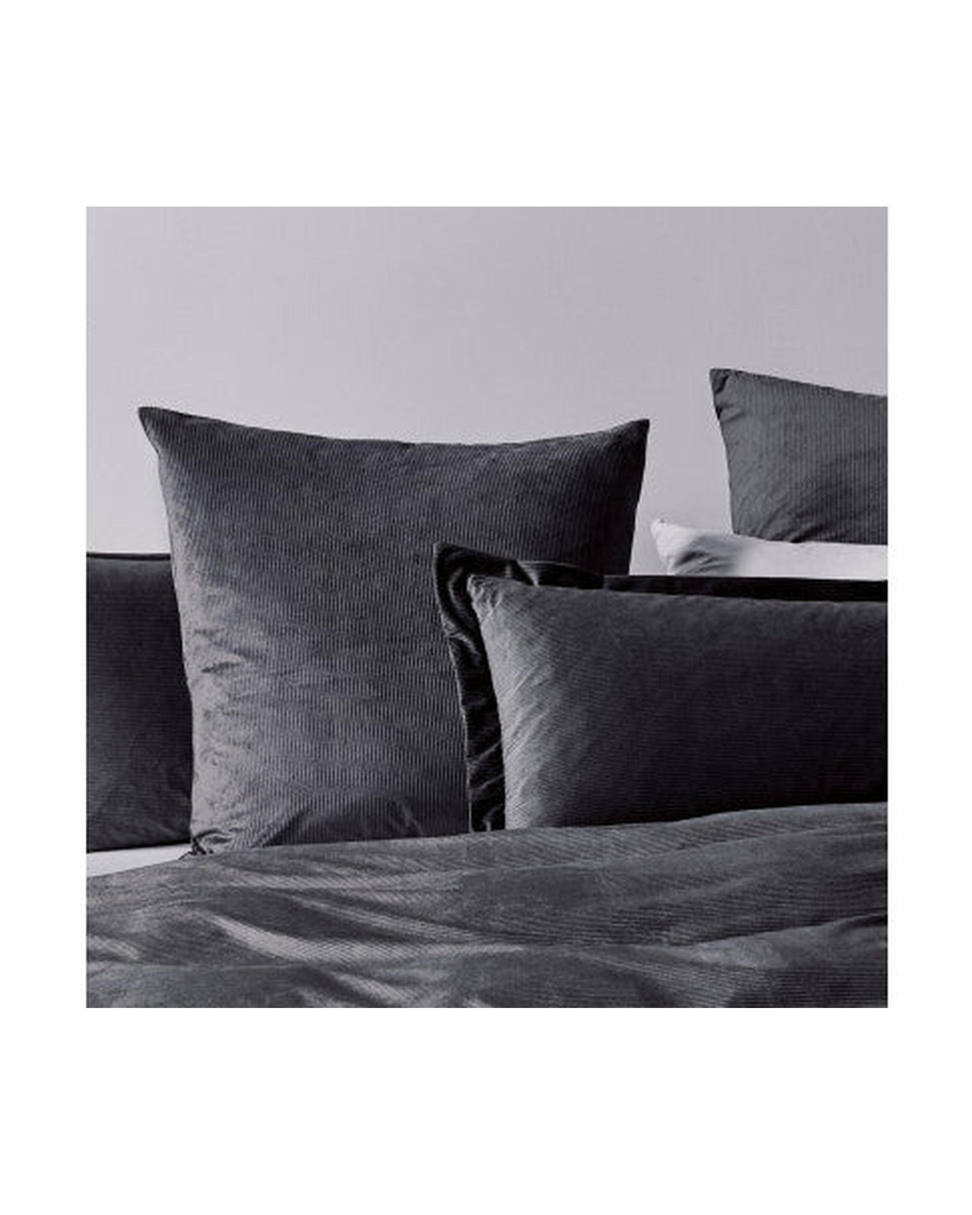 GIOIA CASA Corduroy Velvet Queen Bed Quilt Cover Set - CHARCOAL GIOIA CASA
