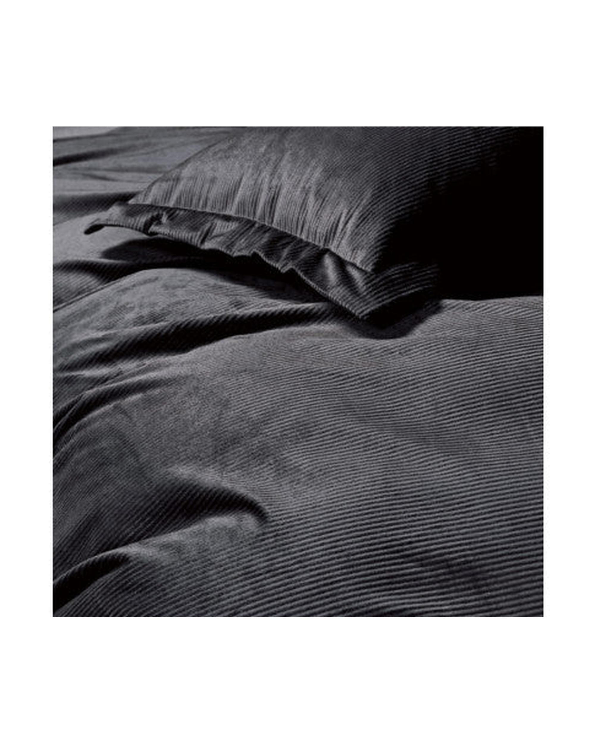 GIOIA CASA Corduroy Velvet Queen Bed Quilt Cover Set - CHARCOAL GIOIA CASA