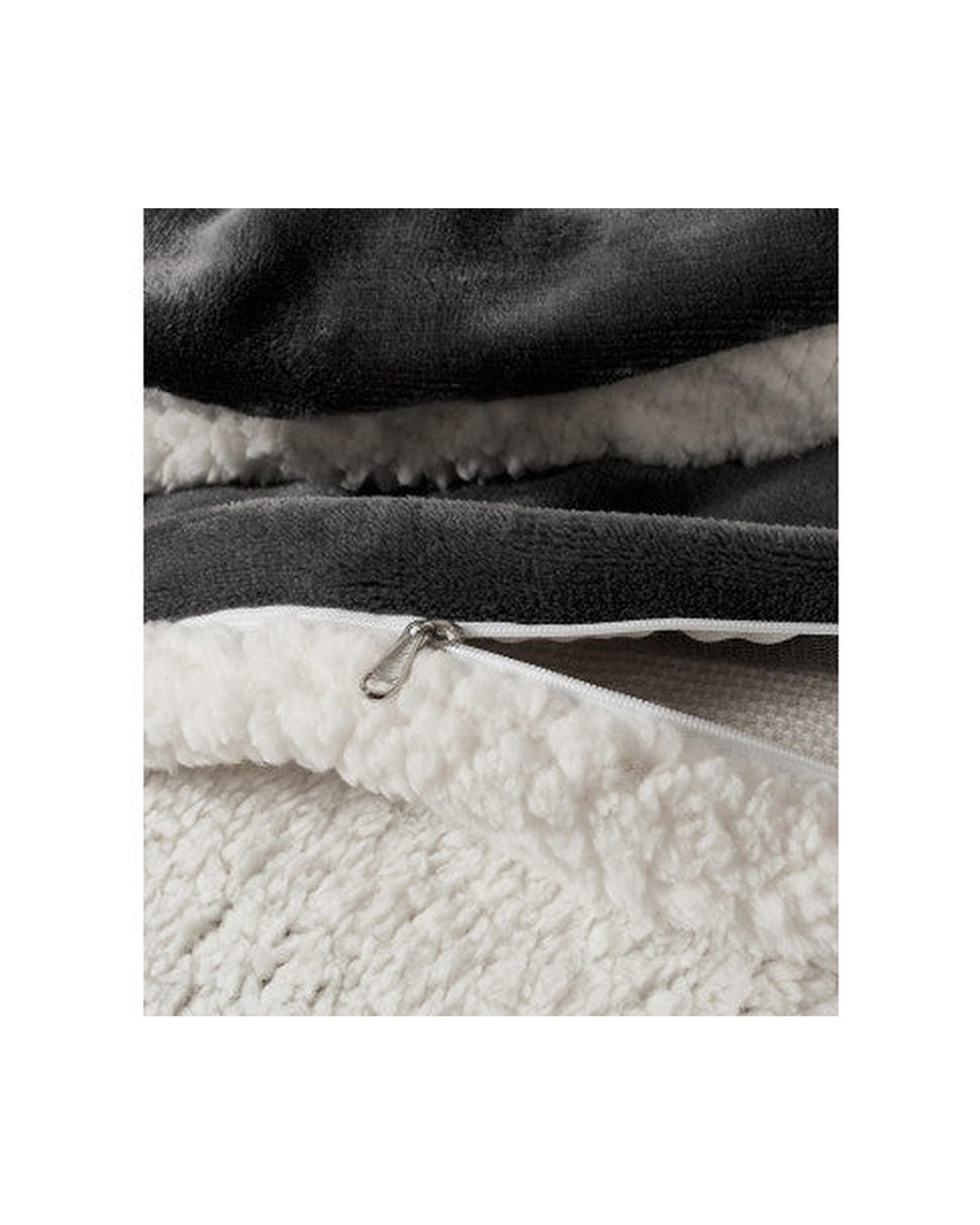 GIOIA CASA 2 in 1 Teddy Sherpa Quilt Cover Set and Blanket - CHARCOAL GIOIA CASA