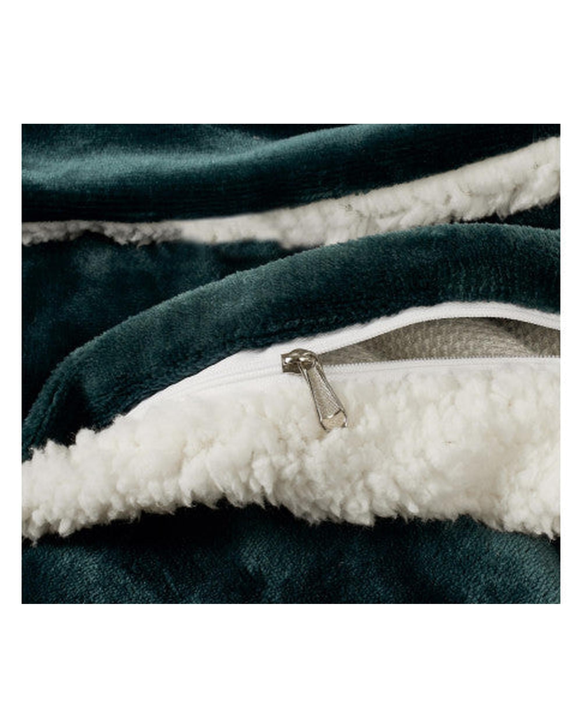 GIOIA CASA 2 in 1 Teddy Sherpa Quilt Cover Set and Blanket - EMERALD GREEN GIOIA CASA