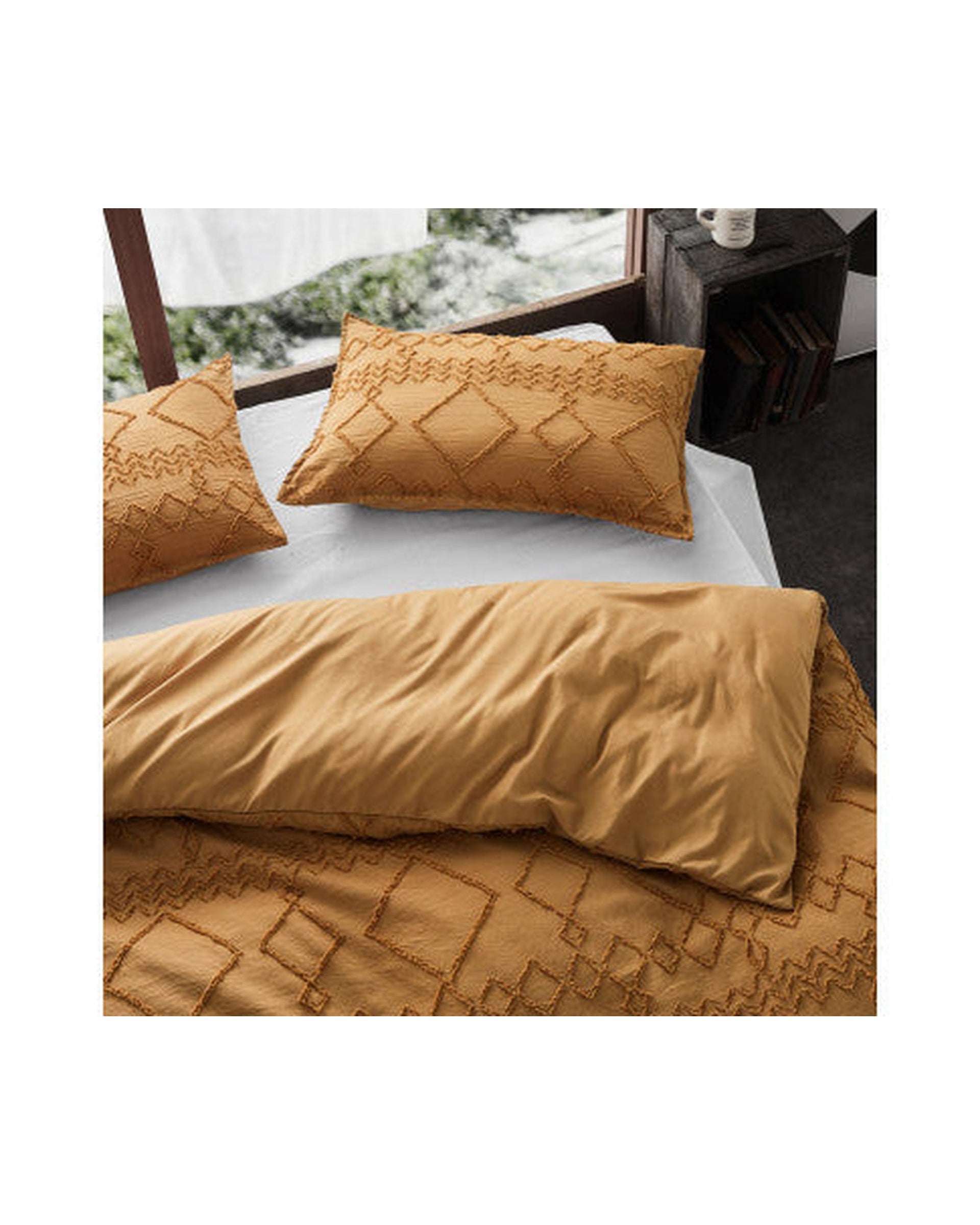 GIOIA CASA Tufted ultra soft microfiber quilt cover set - CARAMEL GIOIA CASA