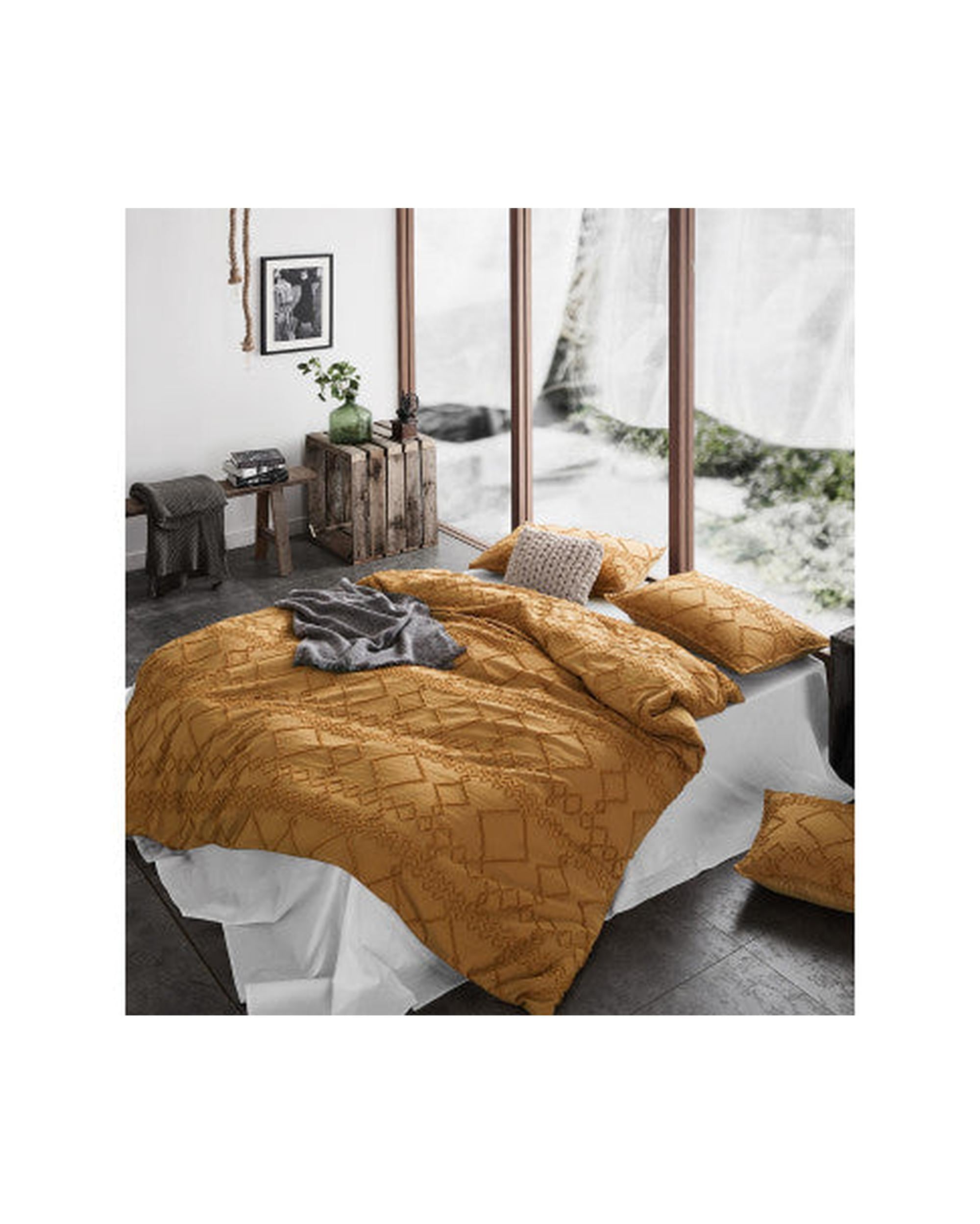 GIOIA CASA Tufted ultra soft microfiber quilt cover set - CARAMEL GIOIA CASA