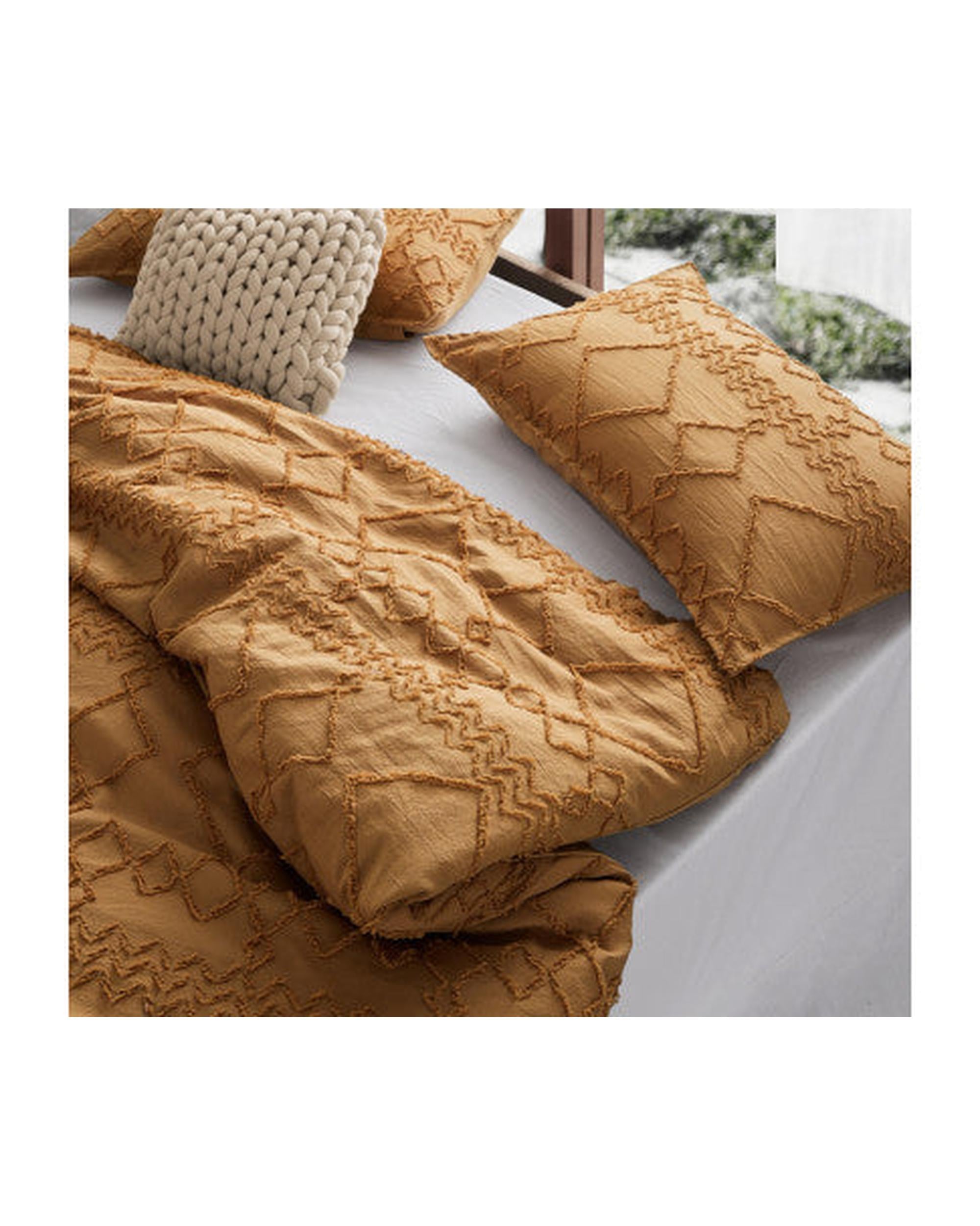 GIOIA CASA Tufted ultra soft microfiber quilt cover set - CARAMEL GIOIA CASA