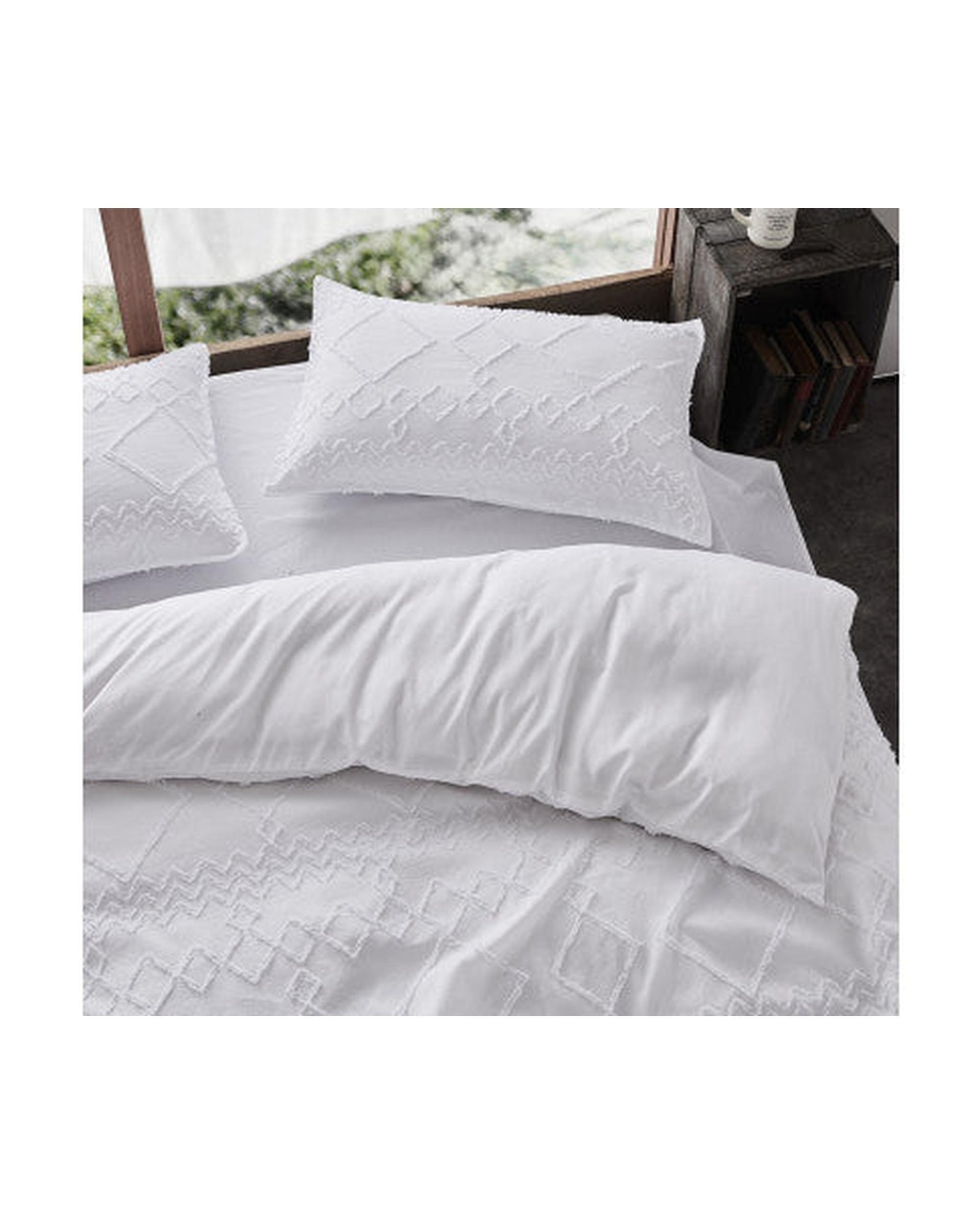 GIOIA CASA Tufted ultra soft microfiber quilt cover set - WHITE GIOIA CASA