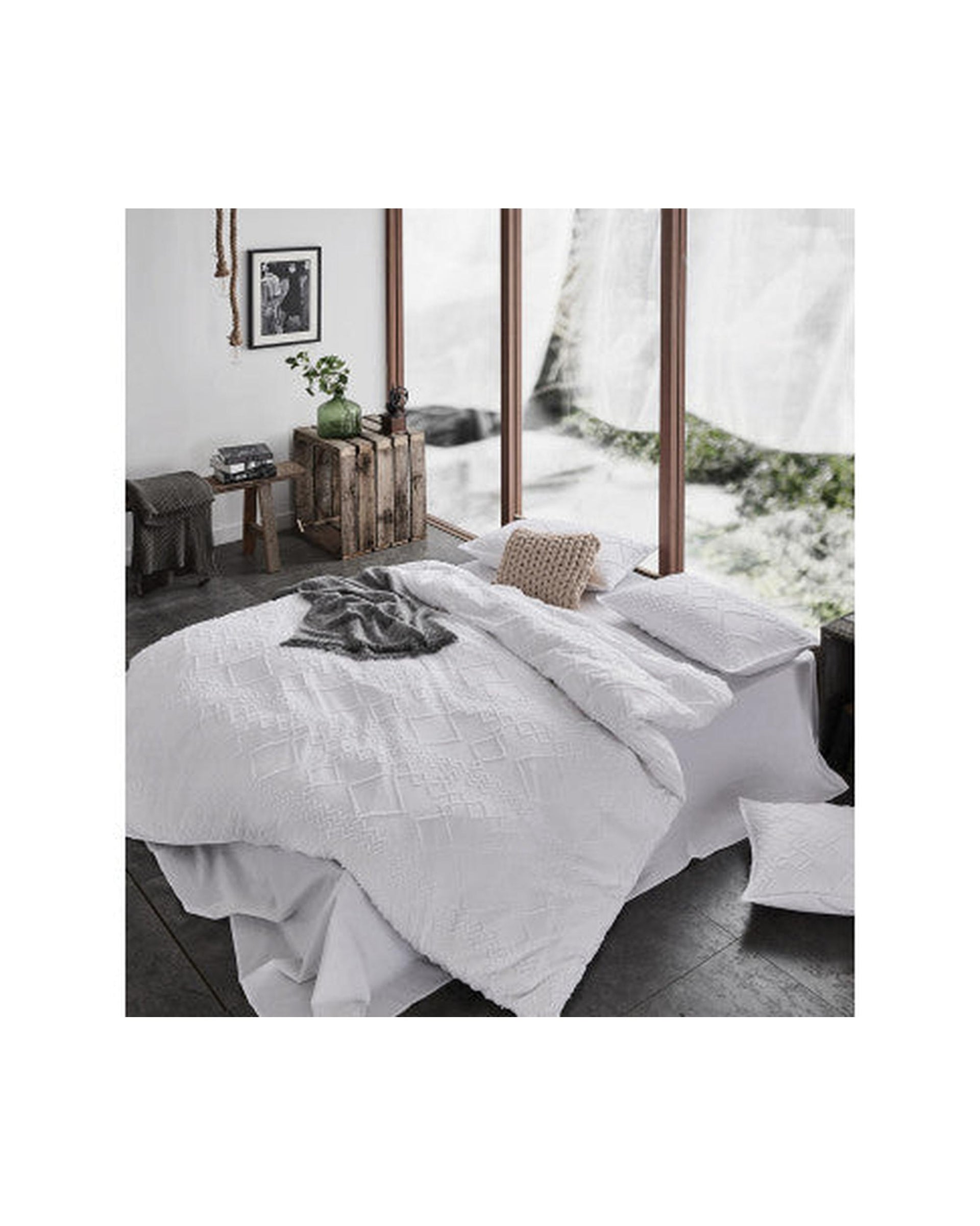 GIOIA CASA Tufted ultra soft microfiber quilt cover set - WHITE GIOIA CASA