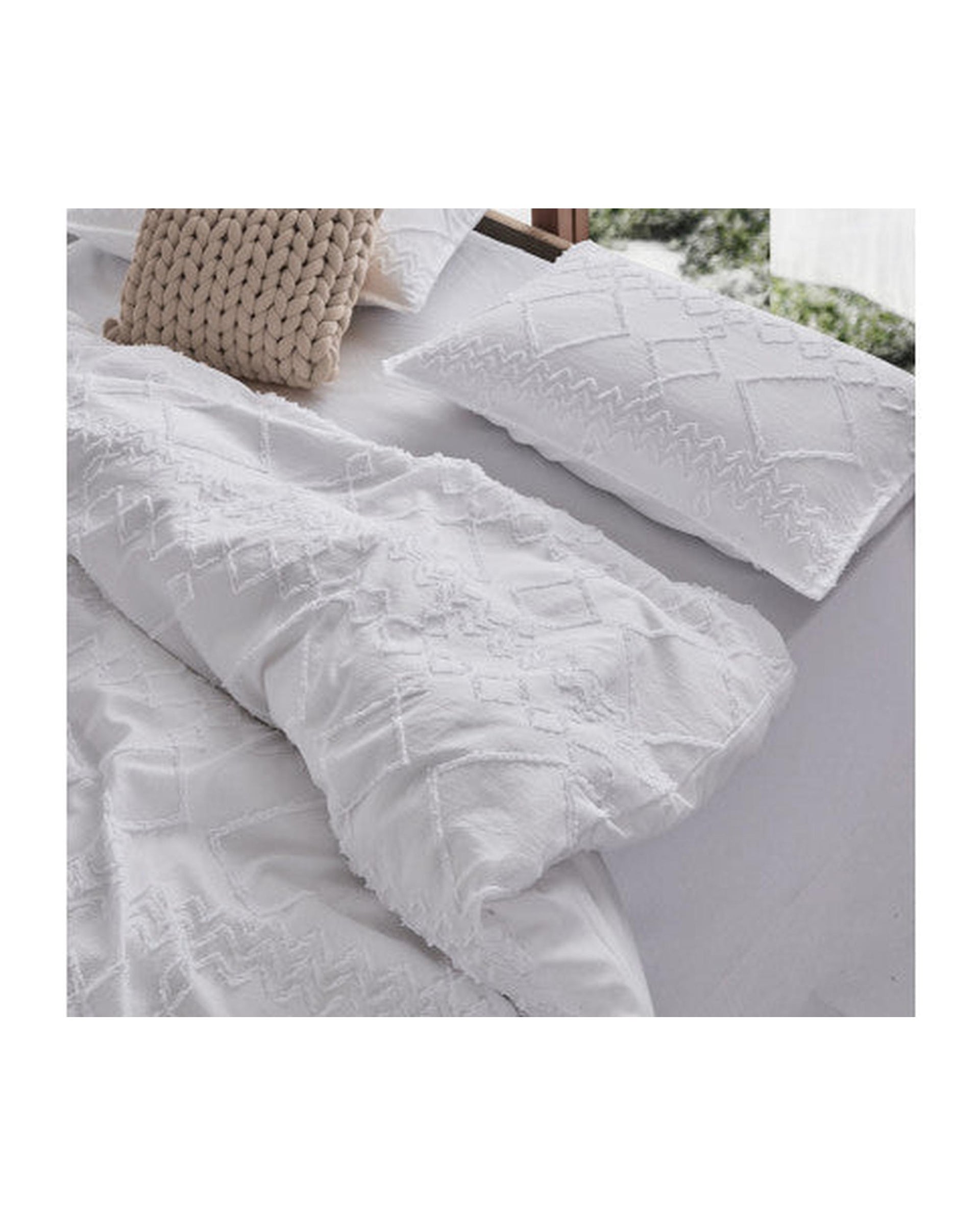 GIOIA CASA Tufted ultra soft microfiber quilt cover set - WHITE GIOIA CASA