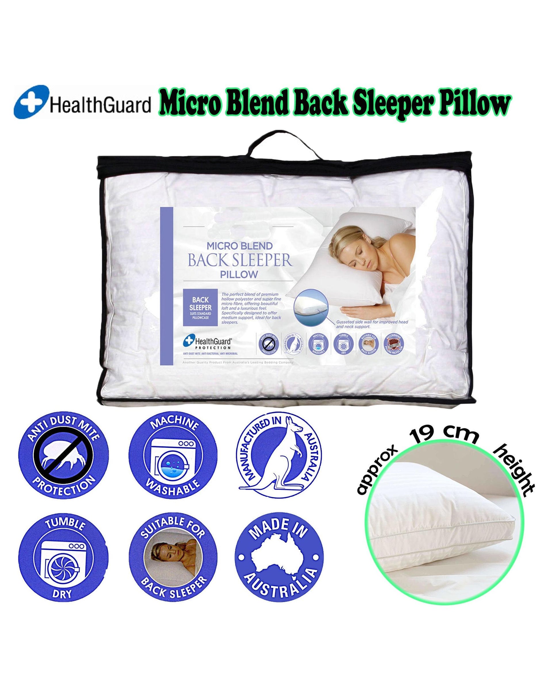 Easyrest Micro Blend Back Sleeper Pillow Big Bedding Australia
