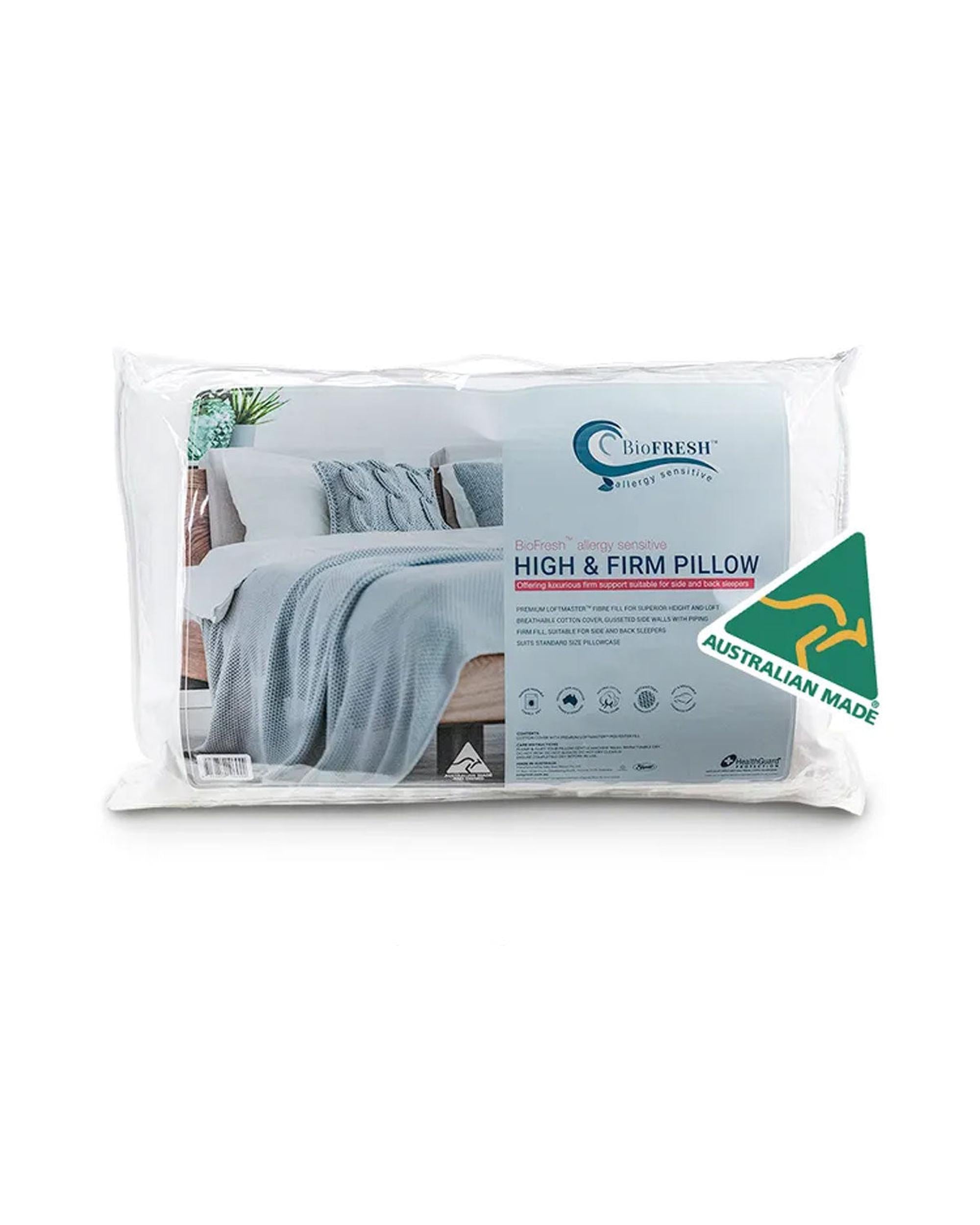 Easyrest BioFresh Allergy Sensitive High &amp; Firm Standard Pillow 66 x 41 x 5cm Big Bedding Australia