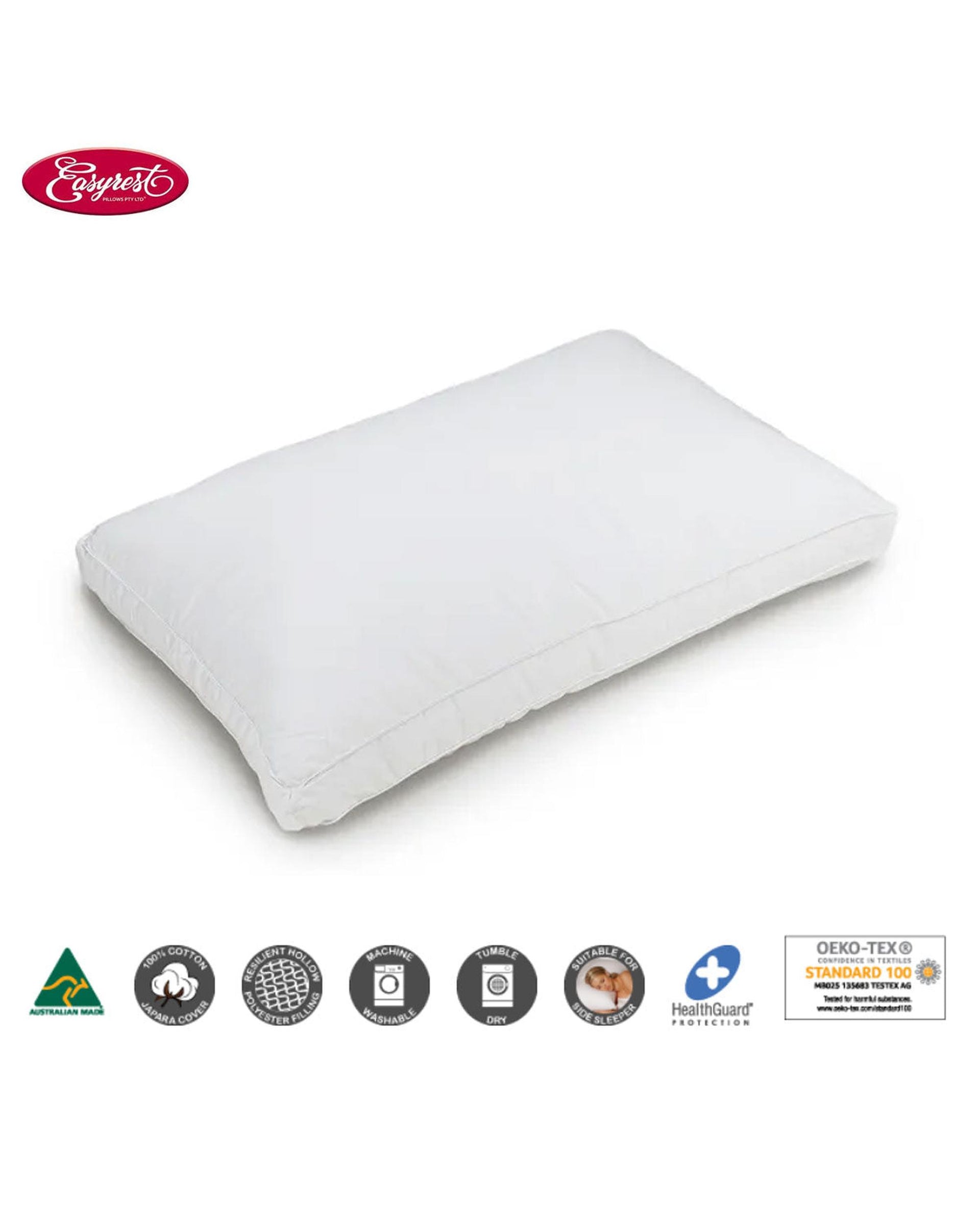 Easyrest BioFresh Allergy Sensitive High &amp; Firm Standard Pillow 66 x 41 x 5cm Big Bedding Australia