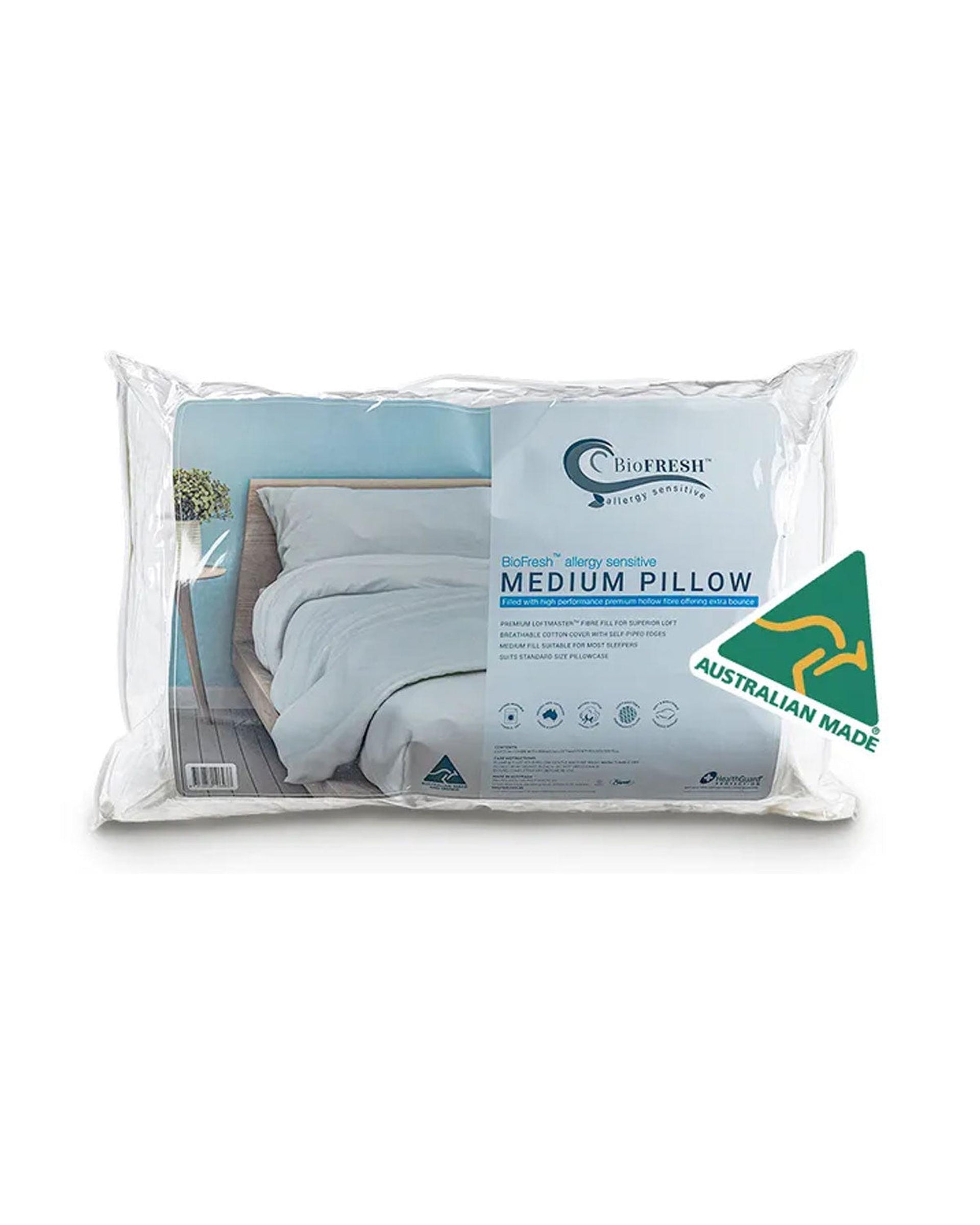 Easyrest BioFresh Allergy Sensitive Medium Standard Pillow 48 x 73 cm Big Bedding Australia