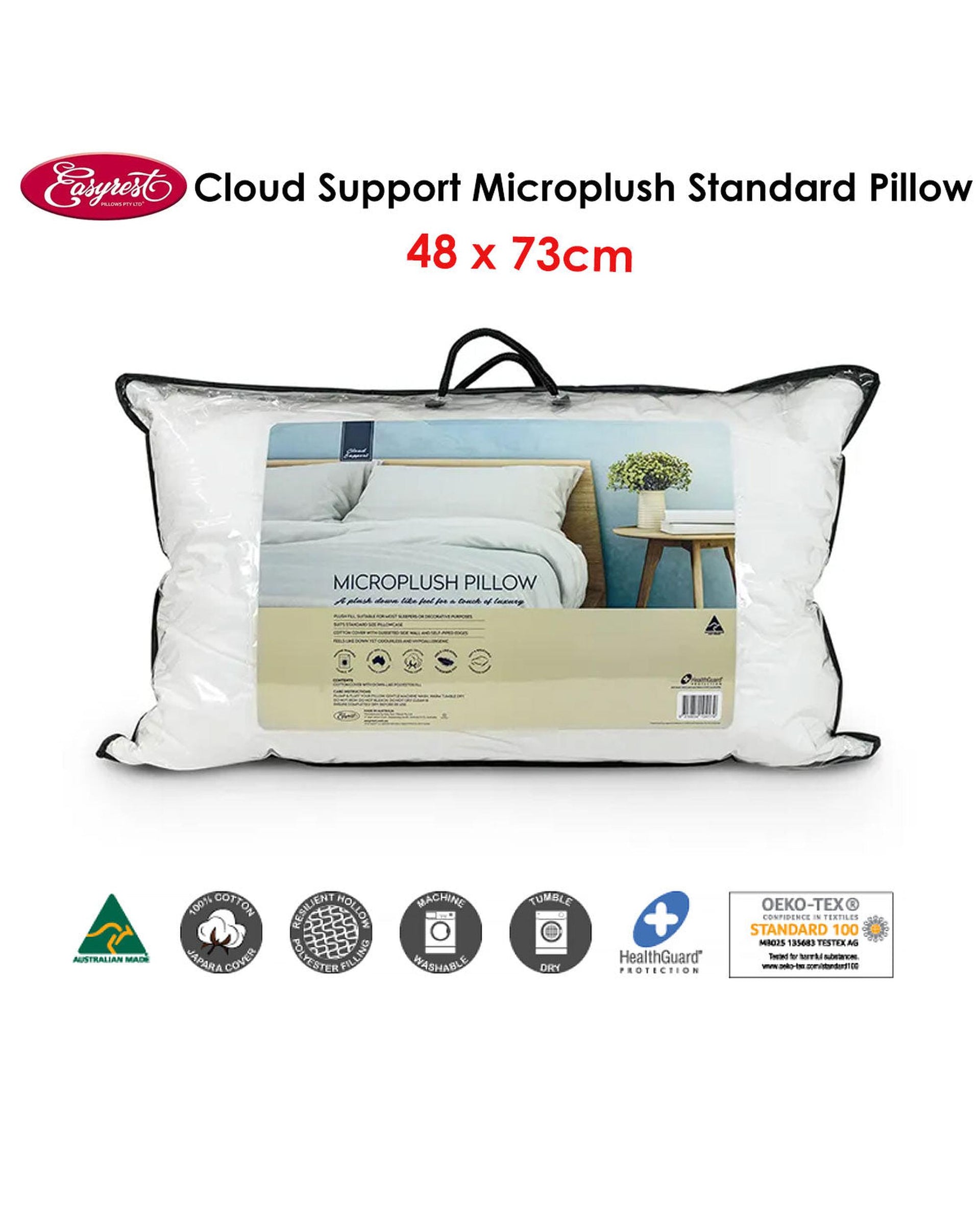 Easyrest Cloud Support Microplush Standard Pillow 48 x 73 cm Big Bedding Australia