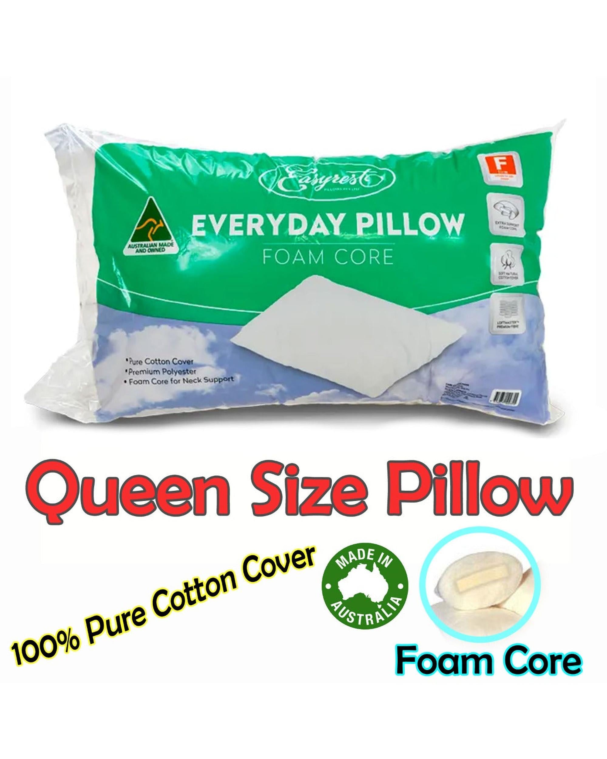 Easyrest Everyday Foam Cored Queen Sized Pillow Big Bedding Australia
