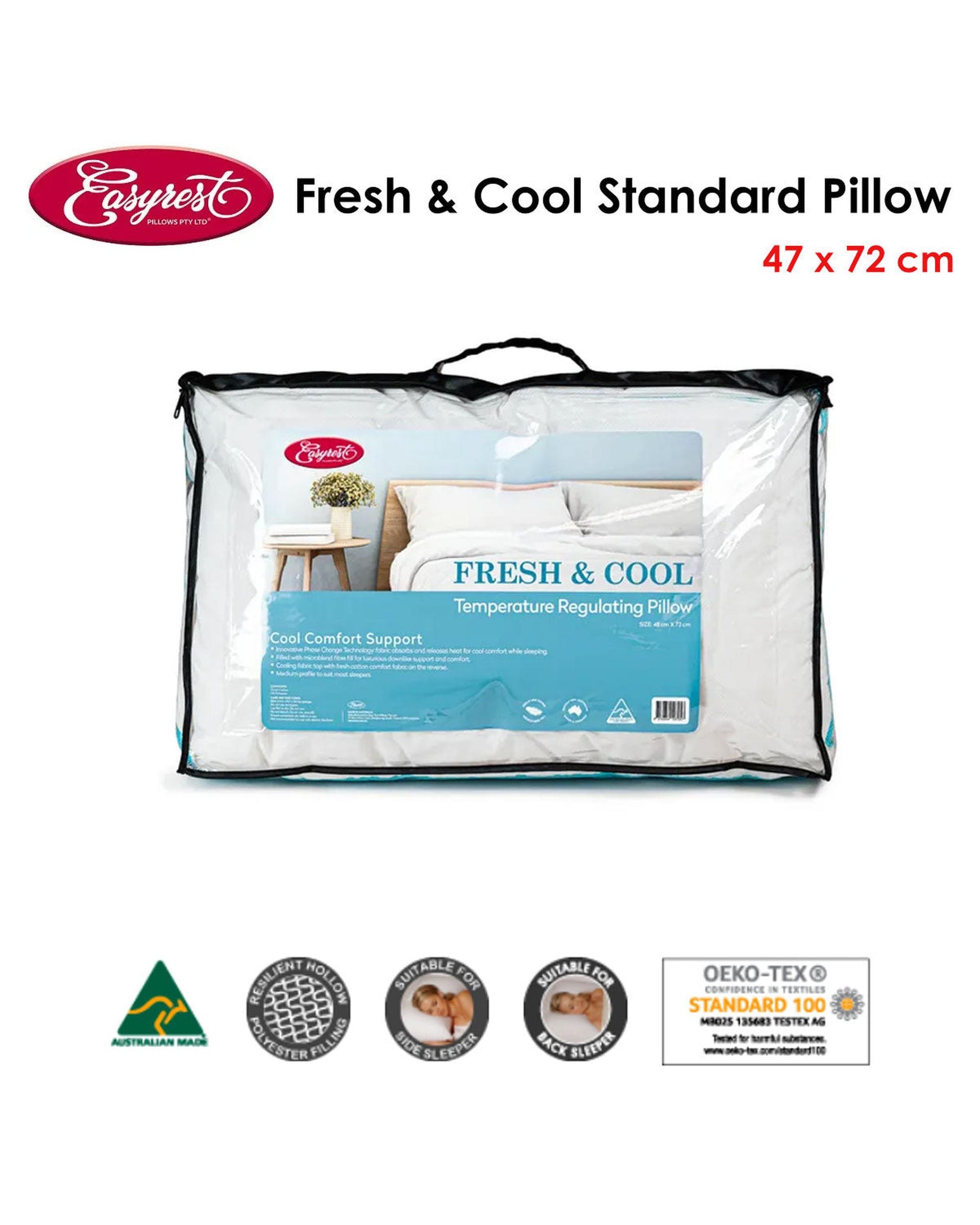Easyrest Fresh and Cool Standard Pillow 47 x 72 cm Big Bedding Australia