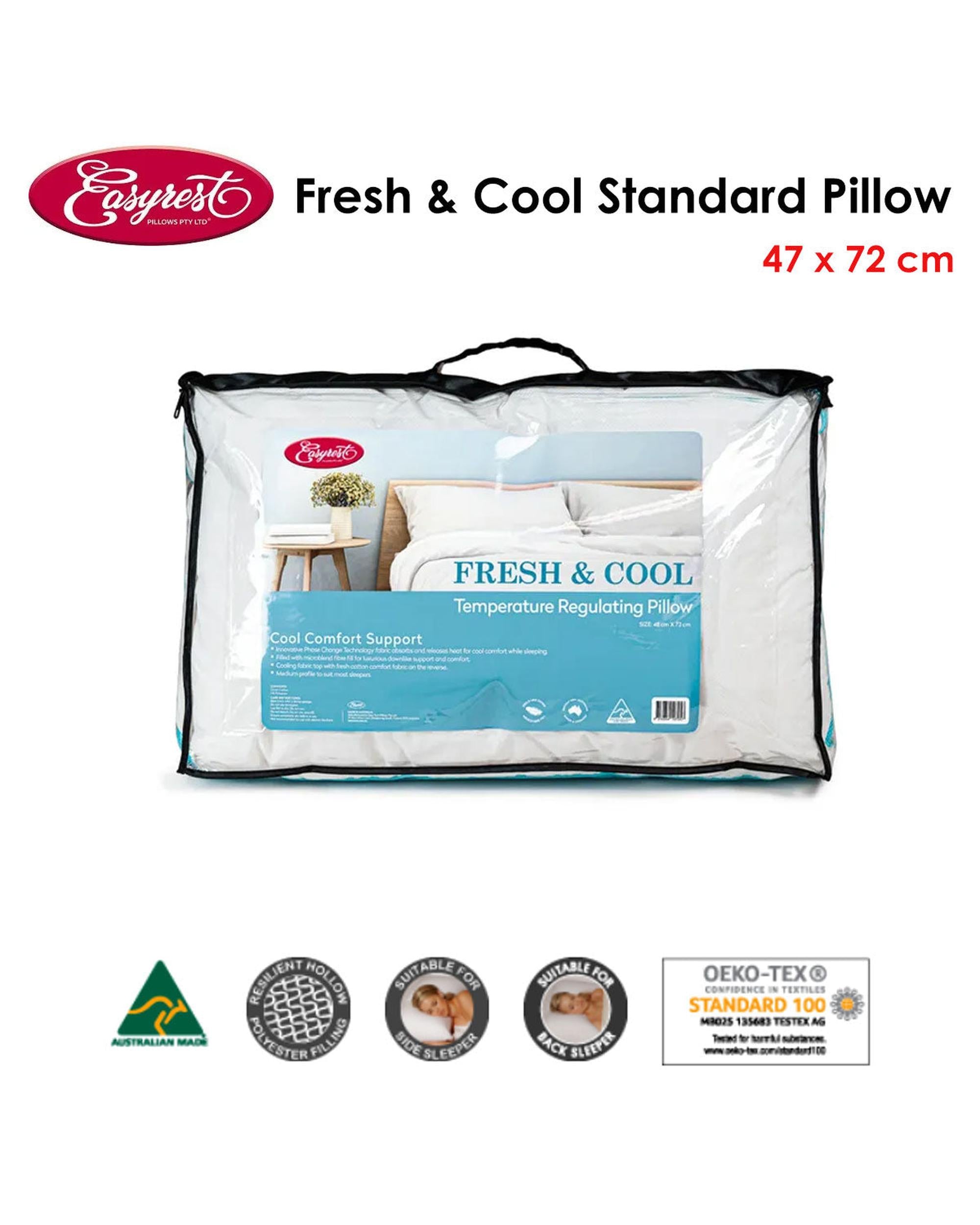 Easyrest Fresh and Cool Standard Pillow 47 x 72 cm Big Bedding Australia