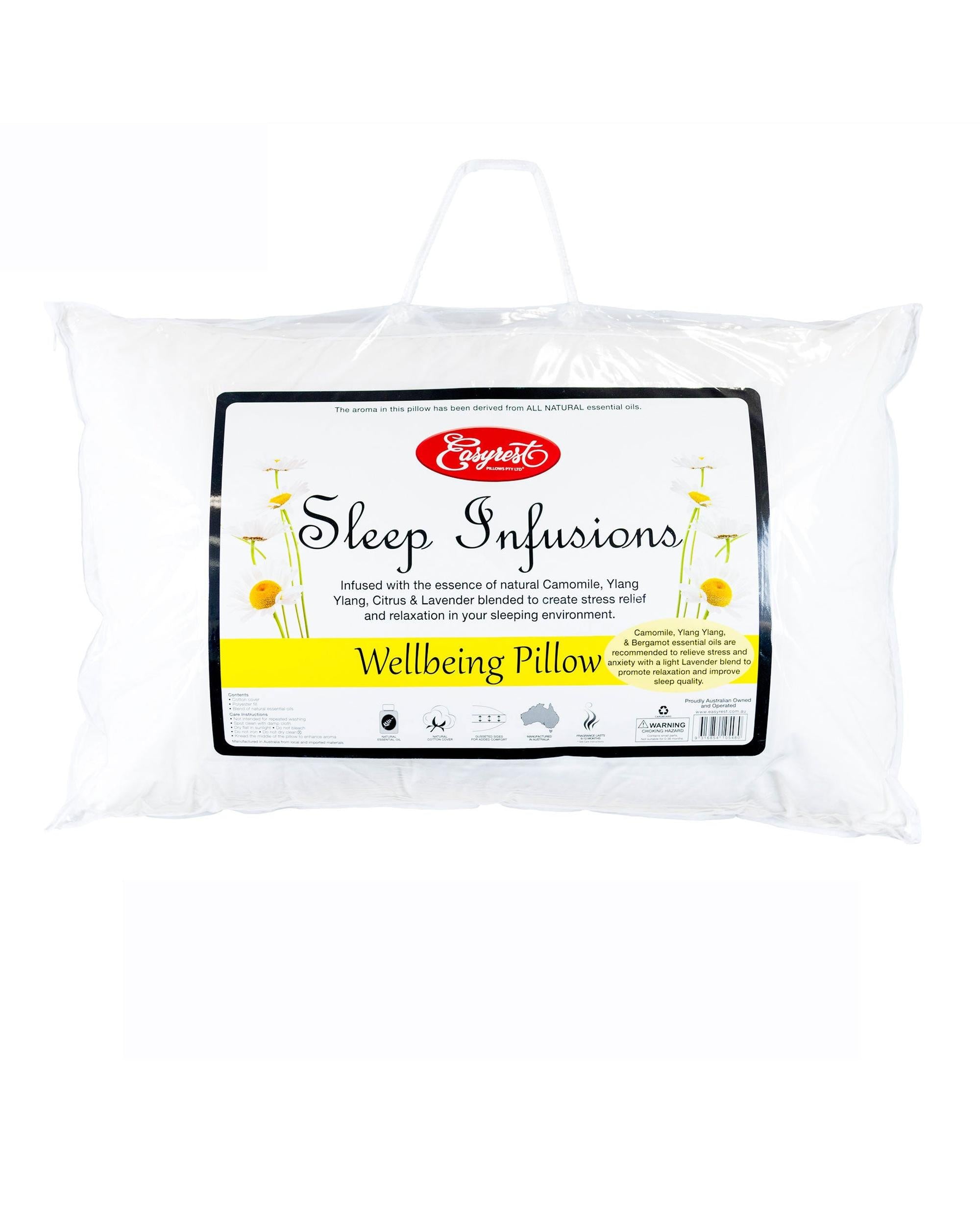 Easyrest Sleep Infusions Camomile Ylang Ylang Citrus and Lavender Wellbeing Standard Pillow Big Bedding Australia