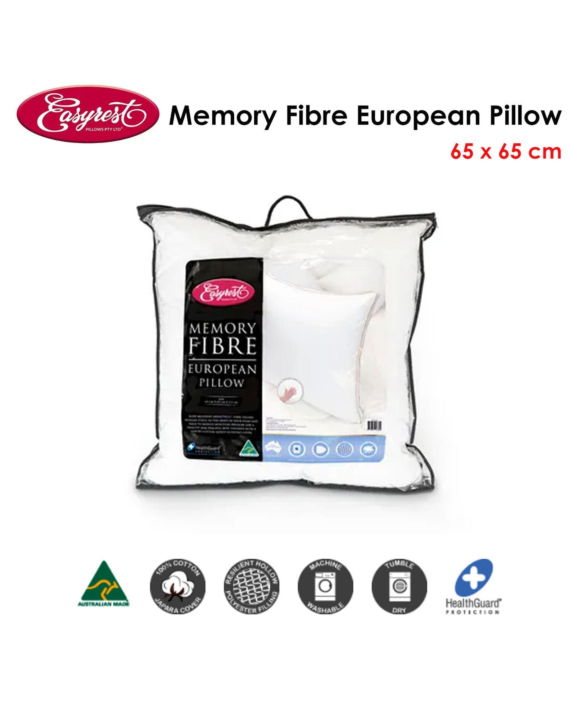 Easyrest Memory Fibre European Pillow 65 x 65 cm Big Bedding Australia