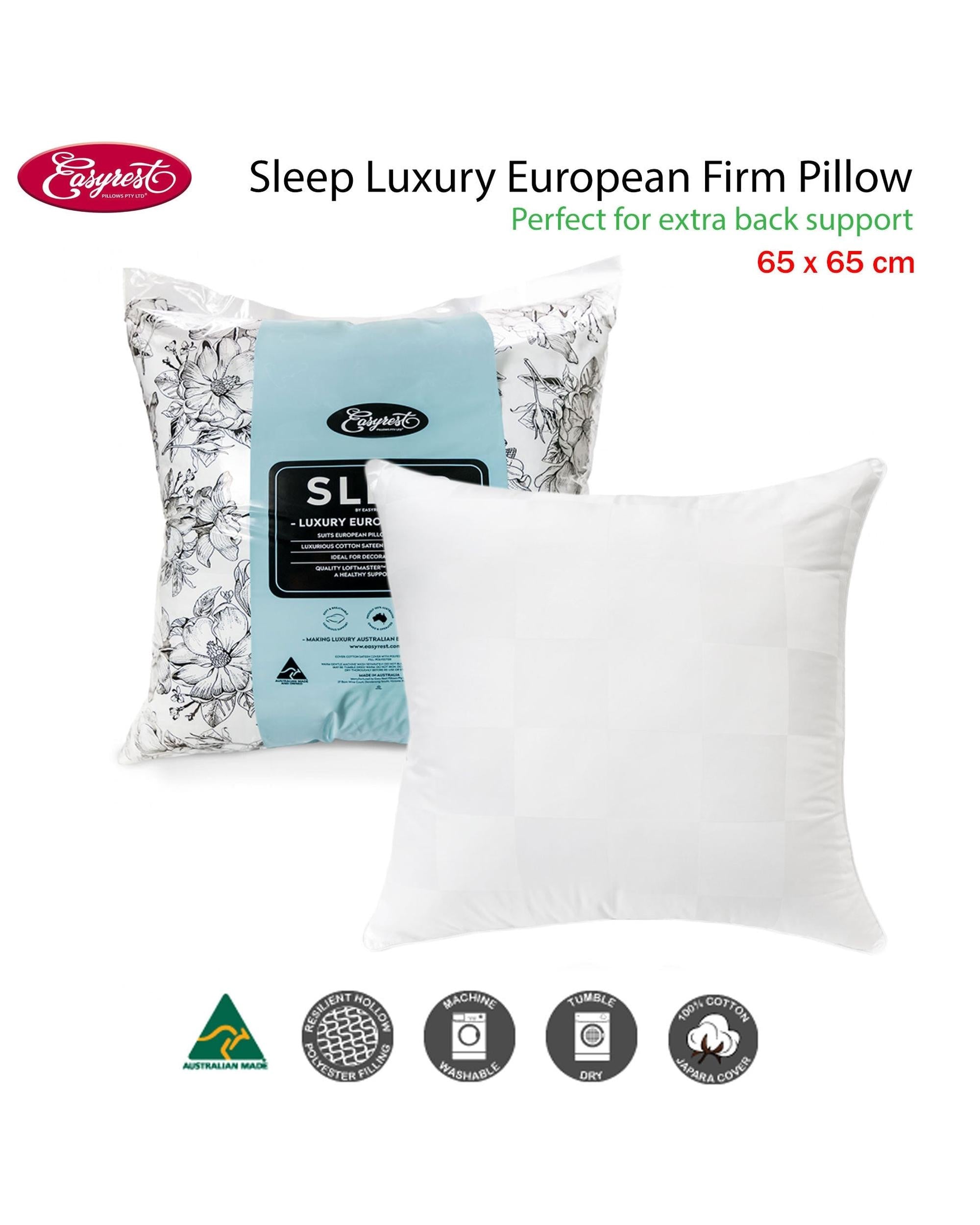 Easyrest Sleep Luxury European Firm Pillow Big Bedding Australia