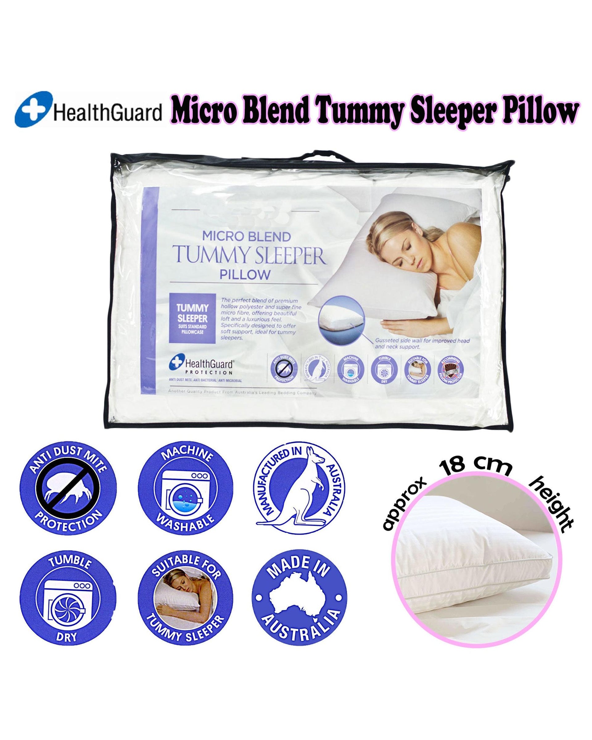 Easyrest Micro Blend Tummy Sleeper Pillow Big Bedding Australia