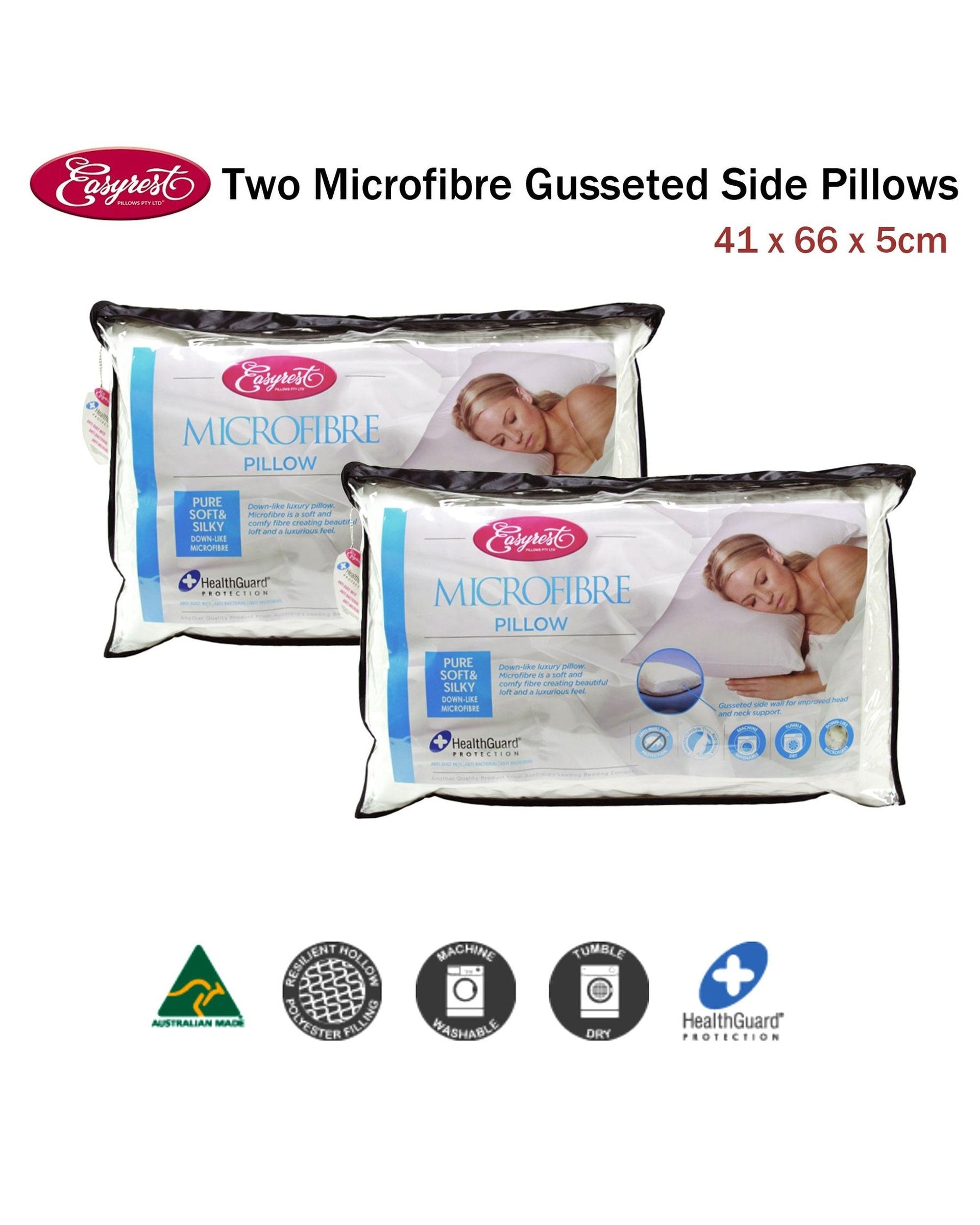 Easyrest Two Microfibre Standard Gusseted Pillows Big Bedding Australia