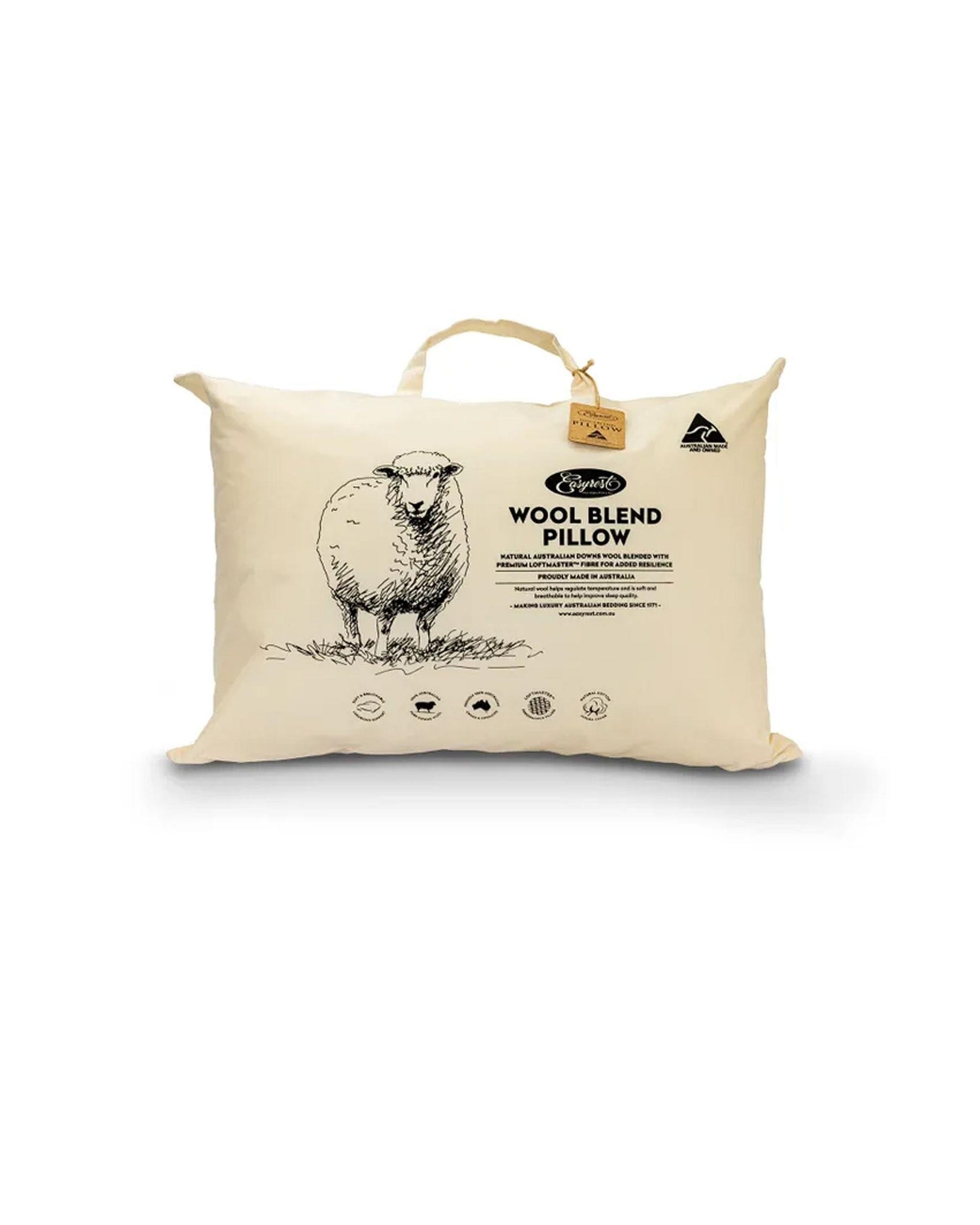 Easyrest Wool Blend Standard Pillow in Fabric Bag 47 x 72 + 20 cm Big Bedding Australia
