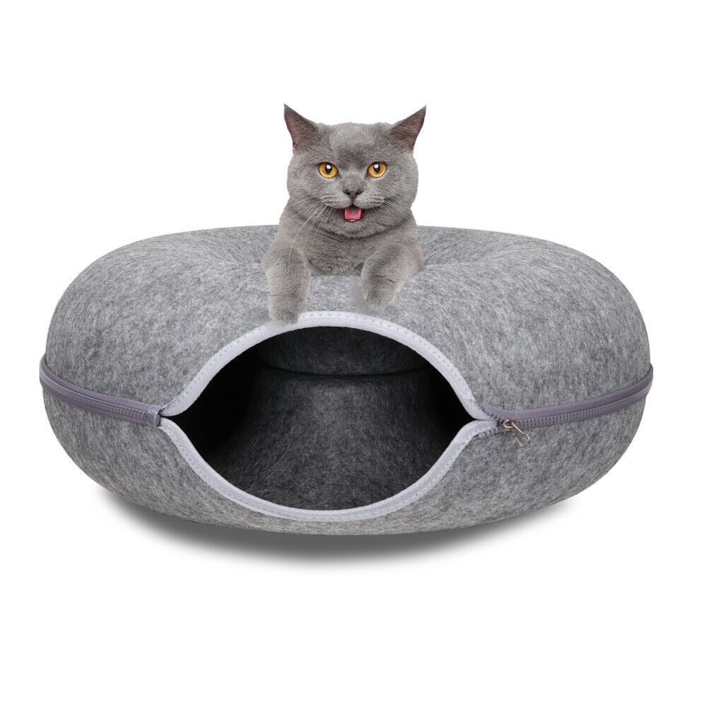 Cat Tunnel Bed Felt Pet Puppy Nest Cave House Round Donut Interactive Play Toy 26823 Big Bedding Australia