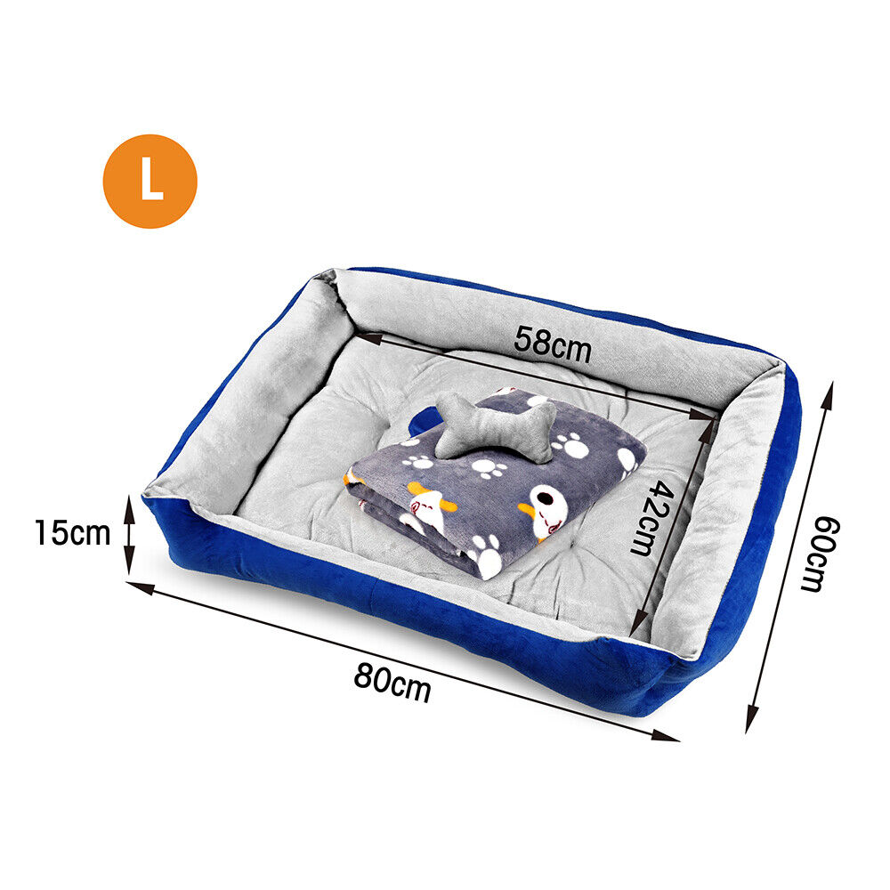 Vaka Navy Dog Bed Pet Cat Calming Floor Mat Sleeping Cave Washable Extra Large 29701 Big Bedding Australia