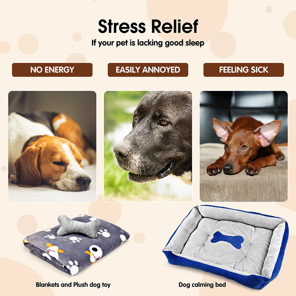 Vaka Navy Dog Bed Pet Cat Calming Floor Mat Sleeping Cave Washable Extra Large 29701 Big Bedding Australia