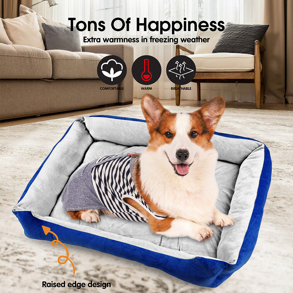 Vaka Navy Dog Bed Pet Cat Calming Floor Mat Sleeping Cave Washable Extra Large 29702 Big Bedding Australia