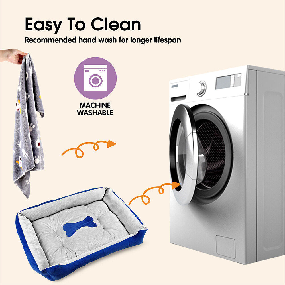 Vaka Navy Dog Bed Pet Cat Calming Floor Mat Sleeping Cave Washable Extra Large 29703 Big Bedding Australia