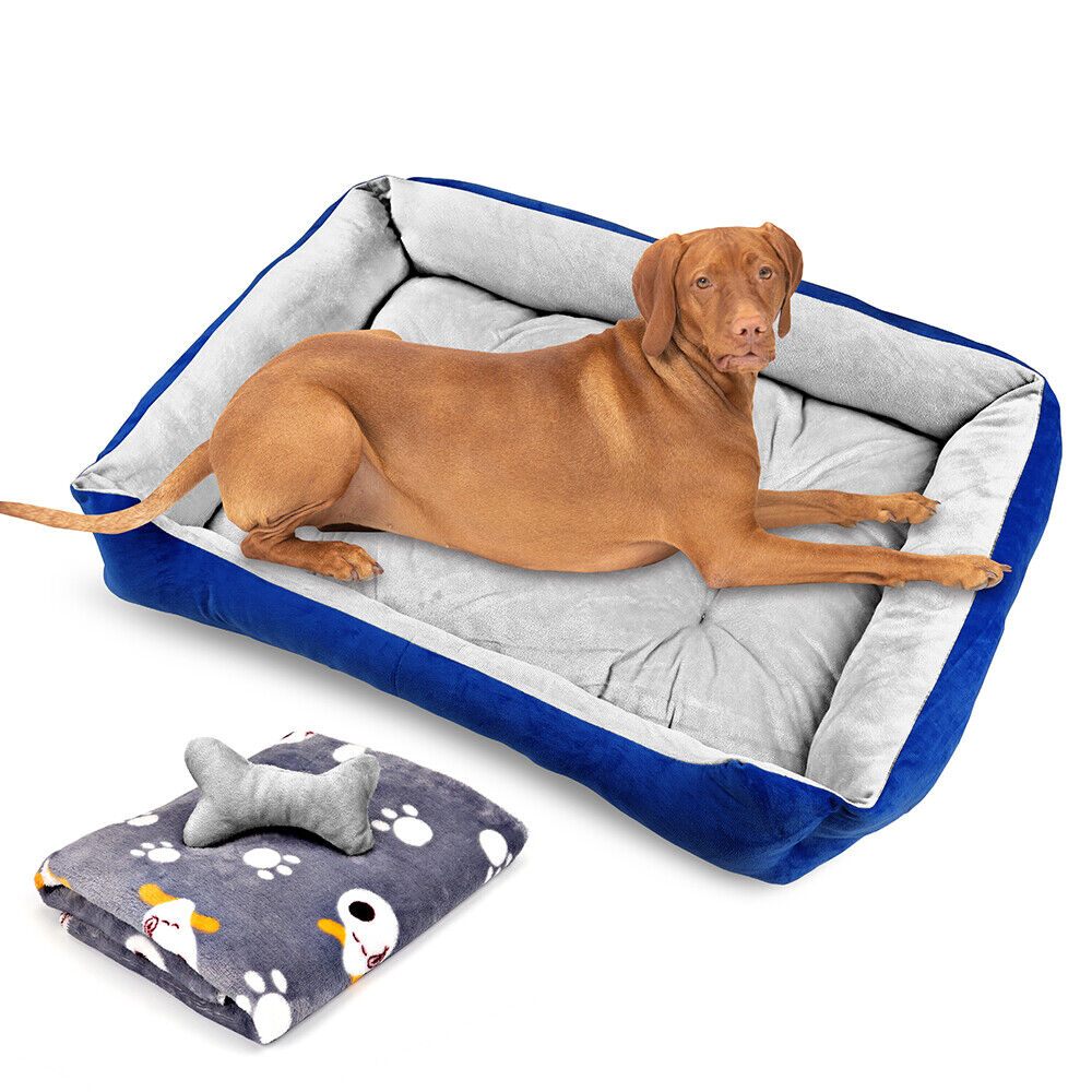 Vaka Navy Dog Bed Pet Cat Calming Floor Mat Sleeping Cave Washable Extra Large 29703 Big Bedding Australia