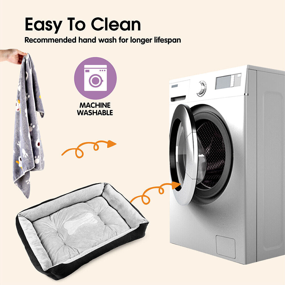 Vaka Navy Dog Bed Pet Cat Calming Floor Mat Sleeping Cave Washable Extra Large 29704 Big Bedding Australia