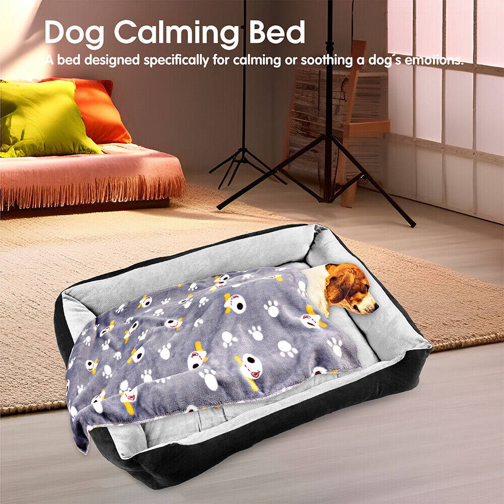 Vaka Navy Dog Bed Pet Cat Calming Floor Mat Sleeping Cave Washable Extra Large 29704 Big Bedding Australia