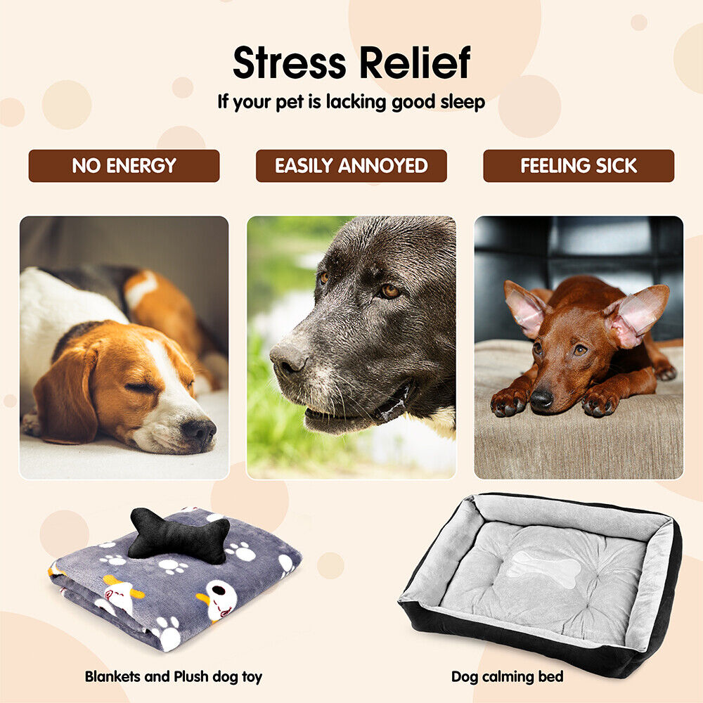 Vaka Navy Dog Bed Pet Cat Calming Floor Mat Sleeping Cave Washable Extra Large 29706 Big Bedding Australia