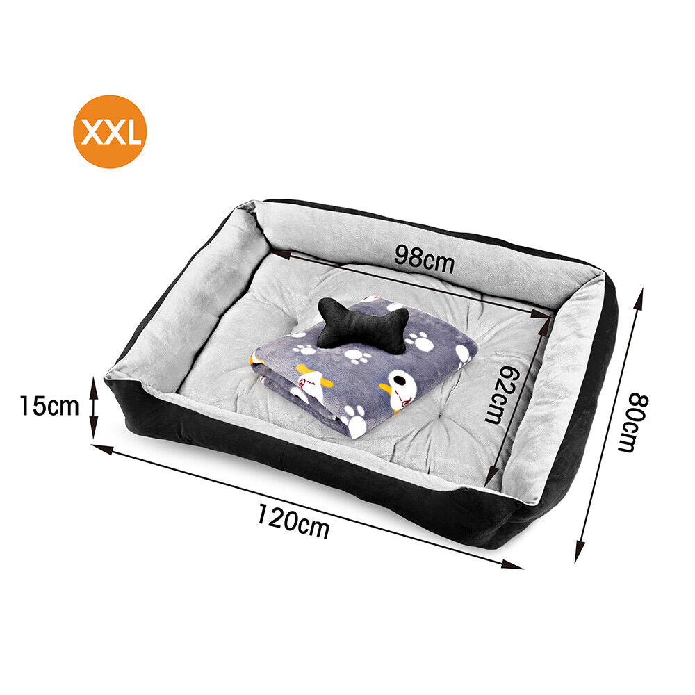 Vaka Navy Dog Bed Pet Cat Calming Floor Mat Sleeping Cave Washable Extra Large 29706 Big Bedding Australia