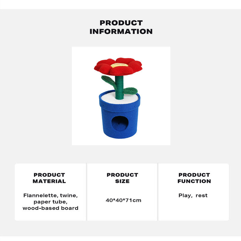 Rich Flower Cat Tree with Scratcher Pole Cat Tower with Hidaway Cat Bed Furbulous Cat Tree Big Bedding Australia