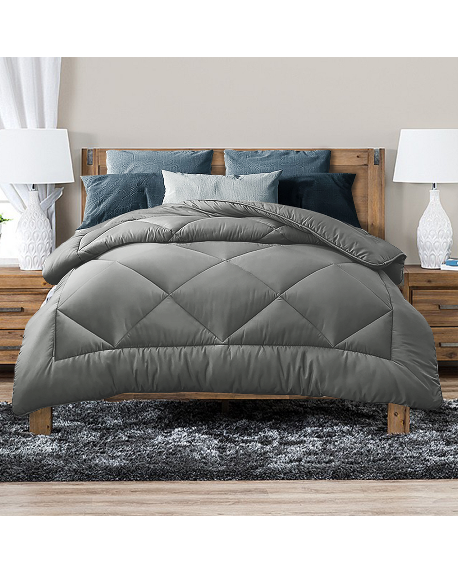 Luxor Australian Made All Season Grey 400GSM Bamboo Blend Quilt Luxor