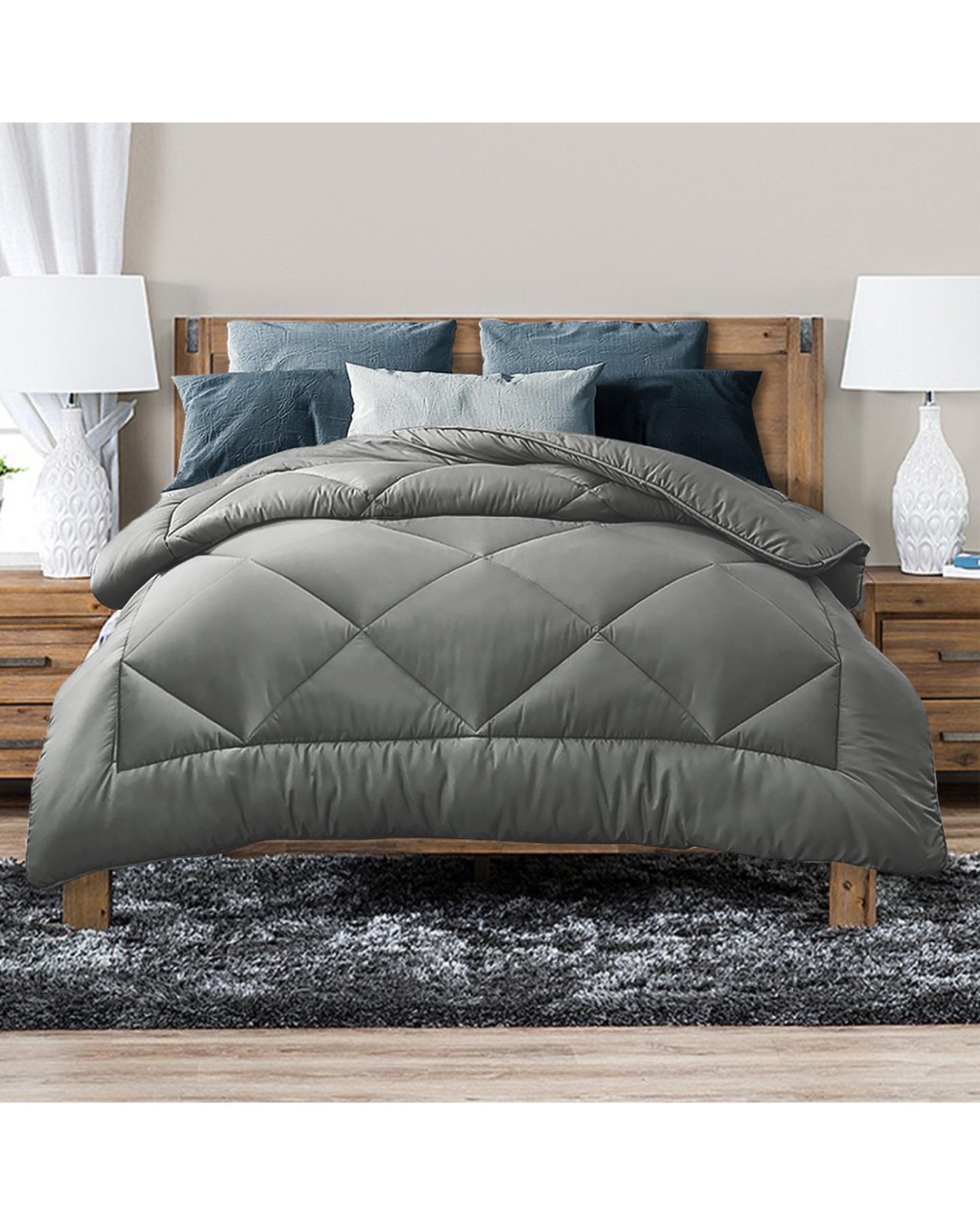 Luxor Australian Made All Season Grey 400GSM Bamboo Blend Quilt Luxor