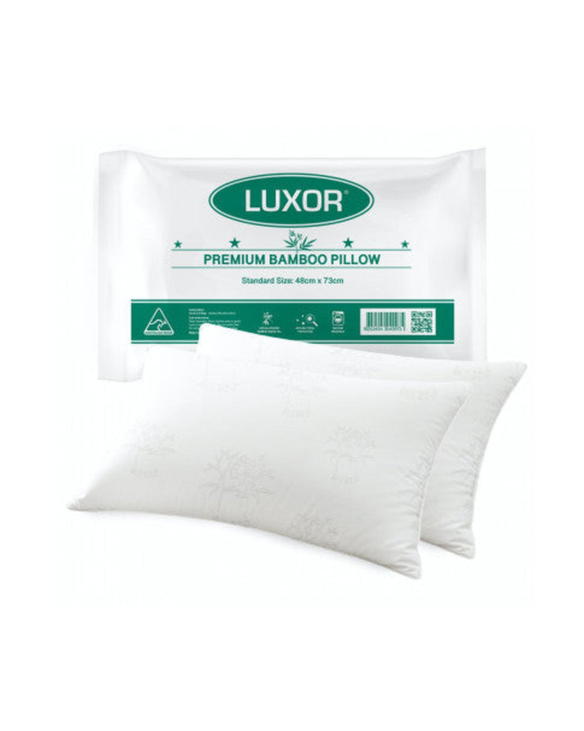 Luxor Australian Made Bamboo Cooling Pillow Standard Size Twin Pack Luxor