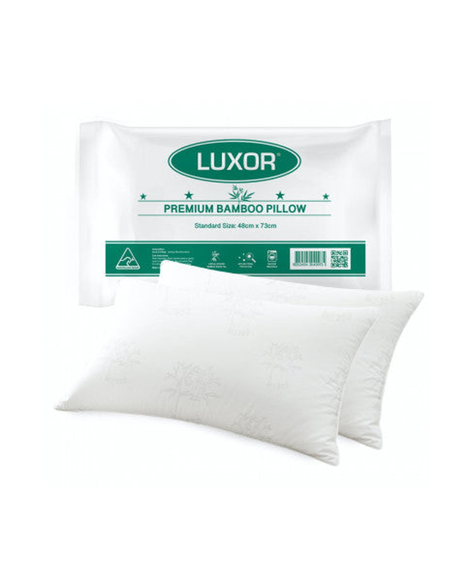 Luxor Australian Made Bamboo Cooling Pillow Standard Size Twin Pack Luxor
