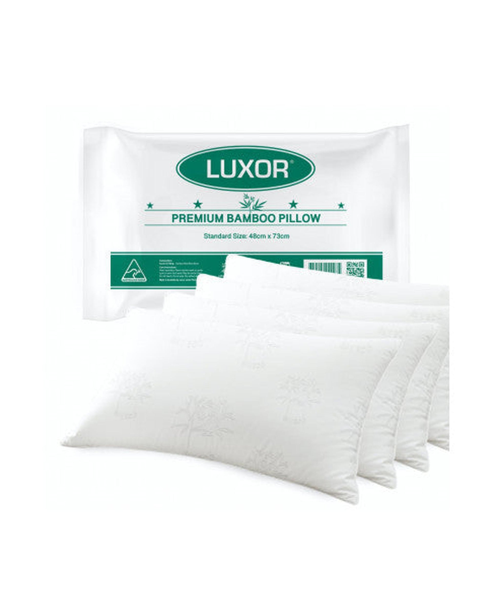 Luxor Australian Made Bamboo Cooling Pillow Standard Size Four Pack Luxor