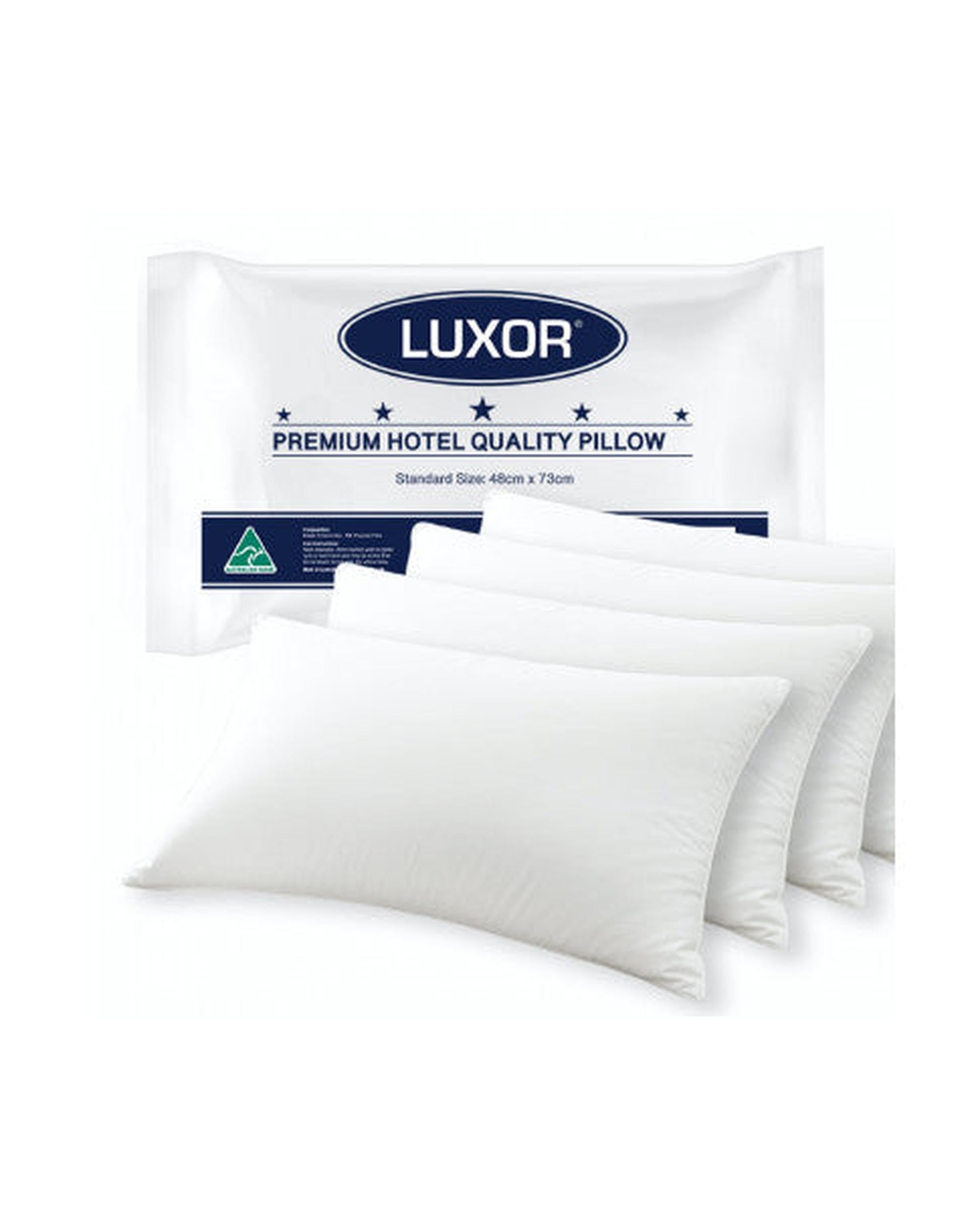 Luxor Australian Made Hotel Quality Pillow Standard Size Four Pack Luxor