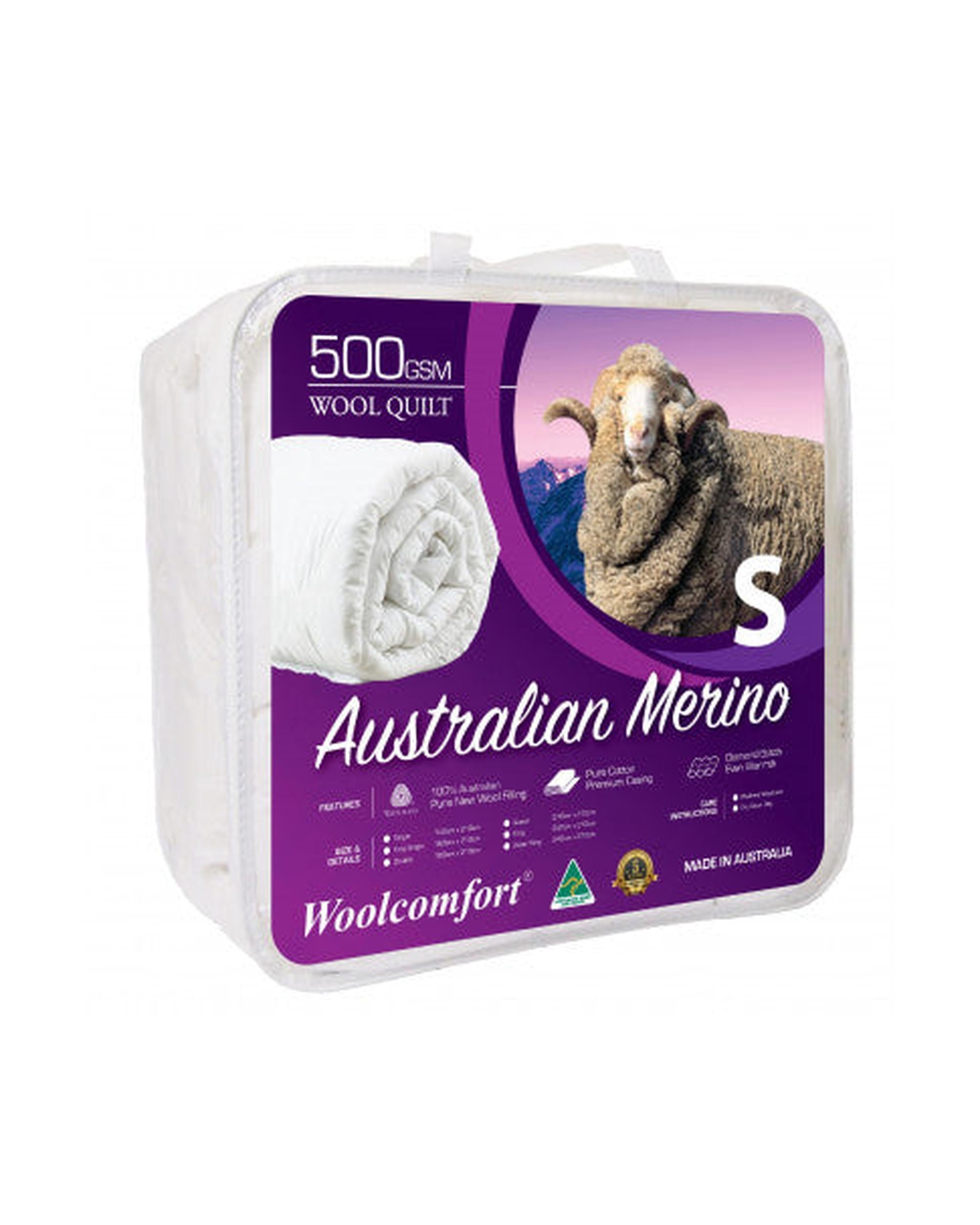 Woolcomfort Merino Wool Quilt 500GSM Luxor