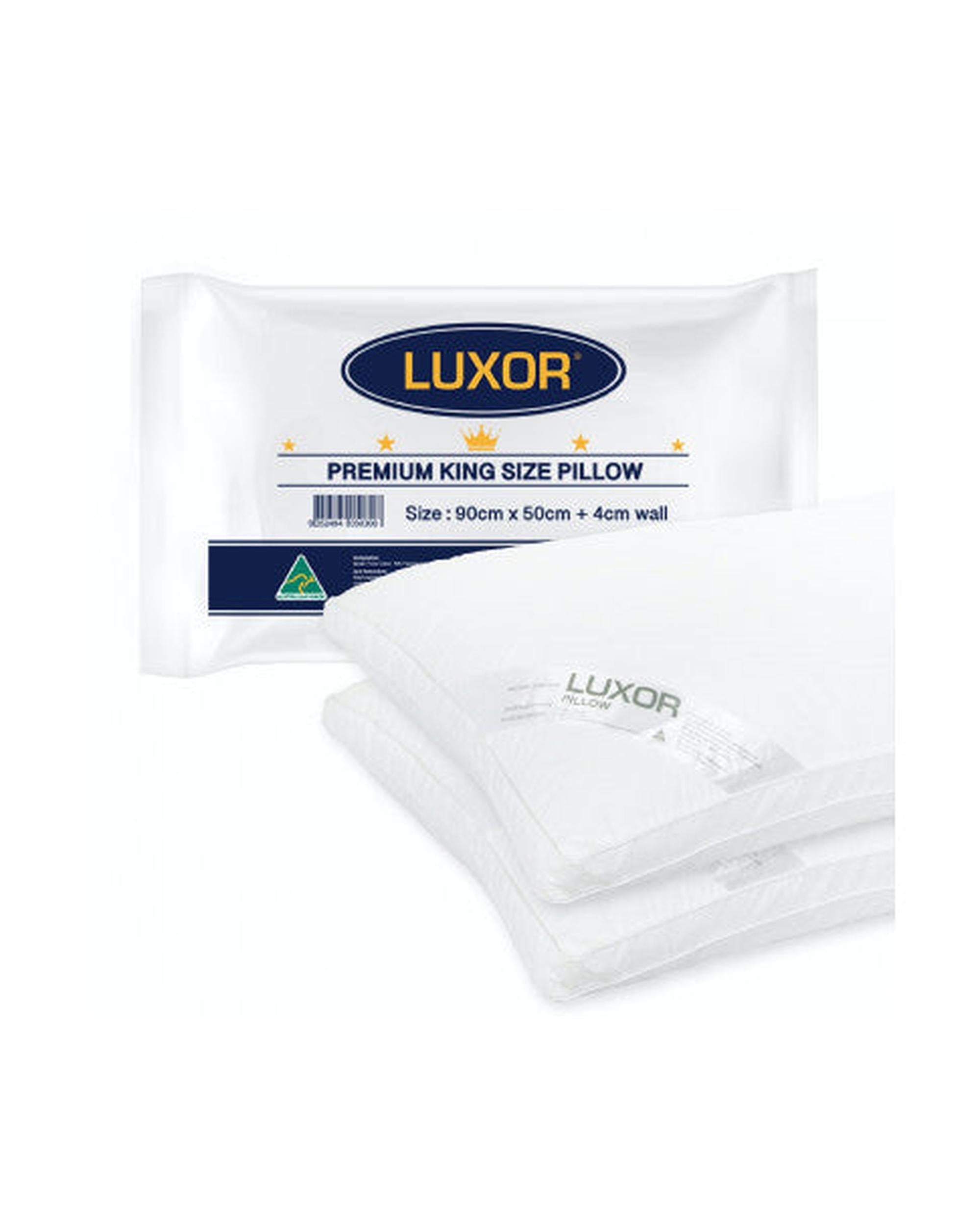 Luxor Australian Made Hotel King Size Pillow with 4cm Wall Twin Pack Luxor