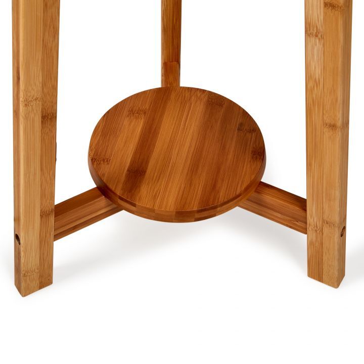 155cm Large Bamboo Wooden Tripod Floor Lamp w Beige Linen Light Shade Big Bedding Australia