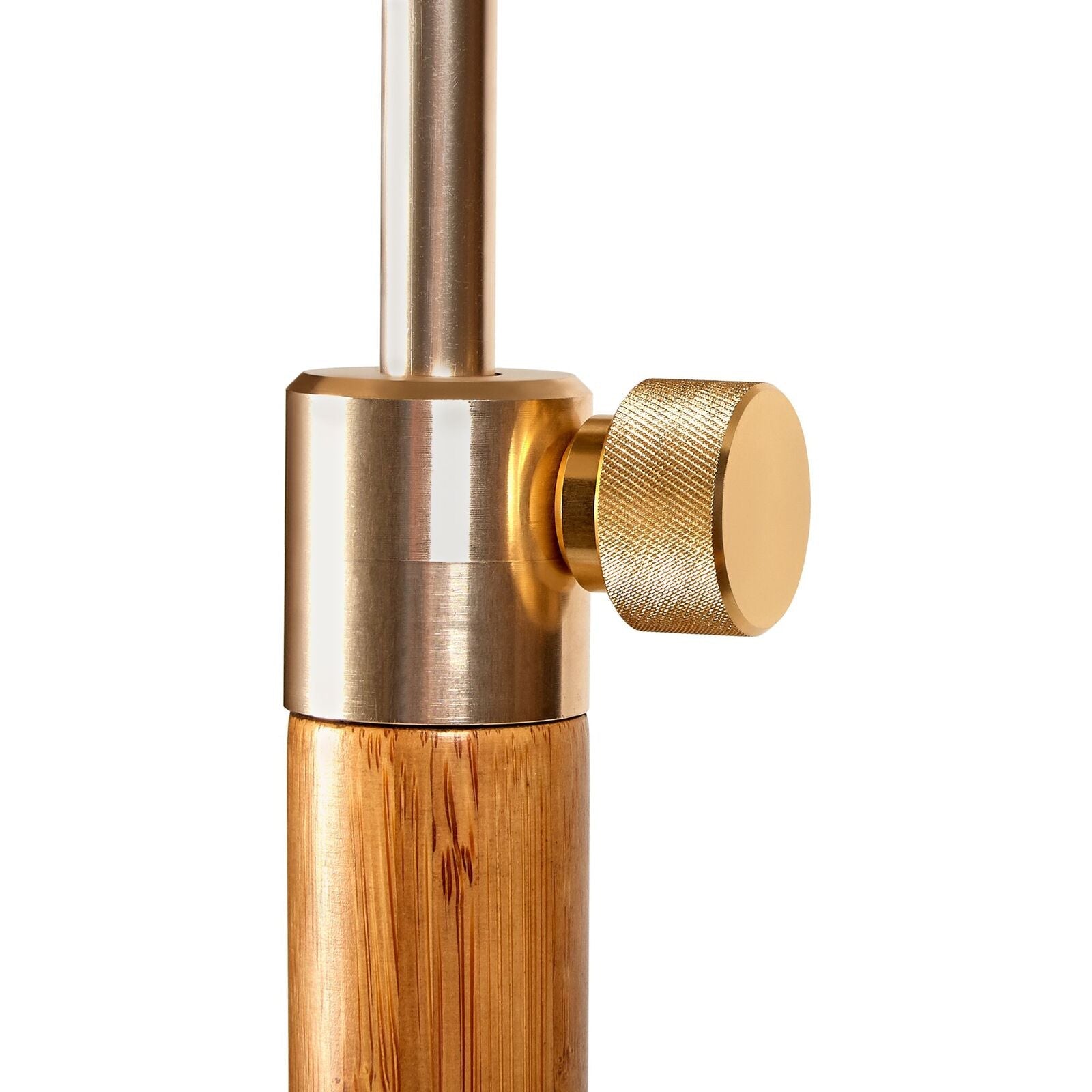 165cm Adjustable Bamboo Tripod Floor Lamp Light with Linen Shade & Built-In Table Big Bedding Australia