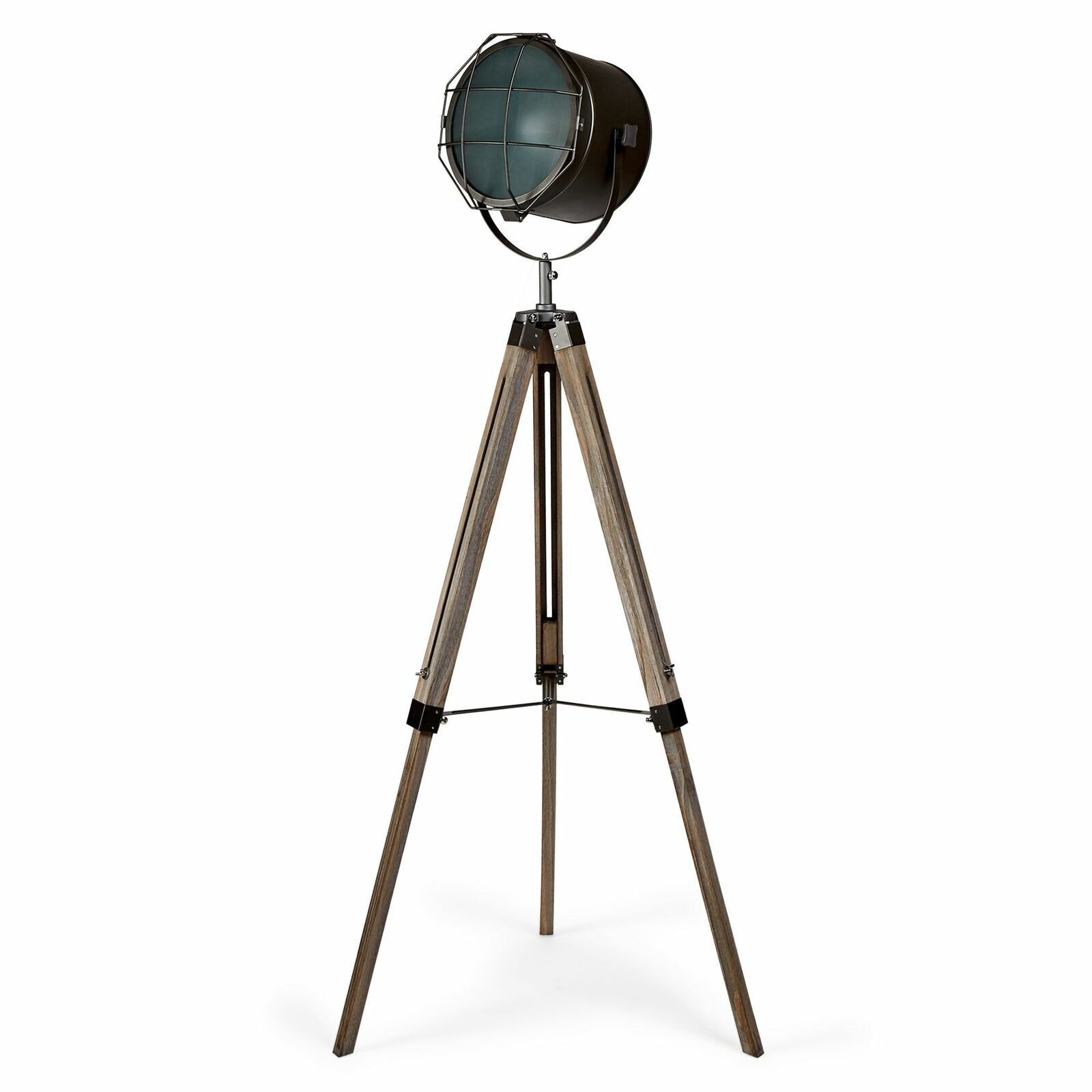 153cm Nautical Tripod Floor Lamp w Matte Grey Lamp Head Searchlight Spot Light Big Bedding Australia