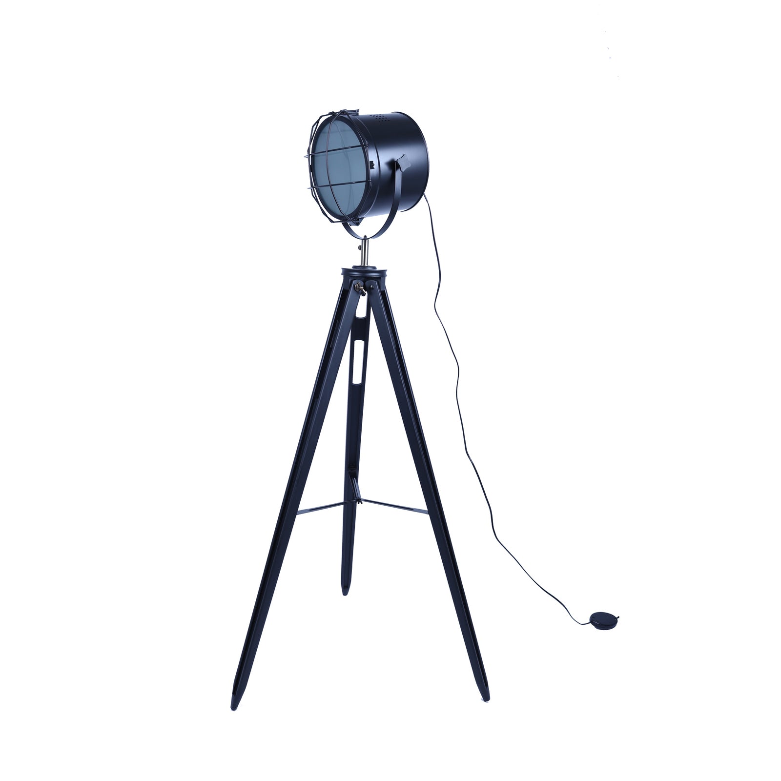 158cm Nautical Tripod Floor Lamp w Matte Black Lamp Head Searchlight Spot Light Big Bedding Australia