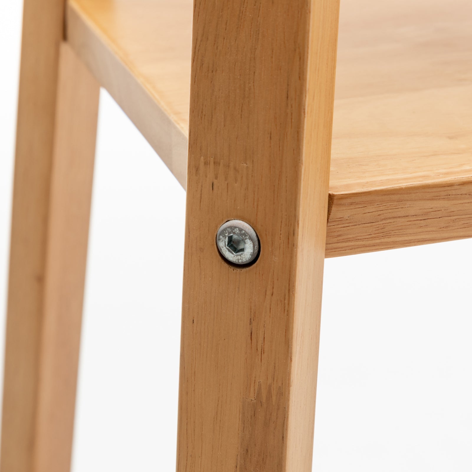 Eiffel 3 Tier Natural Wood Floor Lamp w/ Storage Shelves + Off White Linen Shade Big Bedding Australia