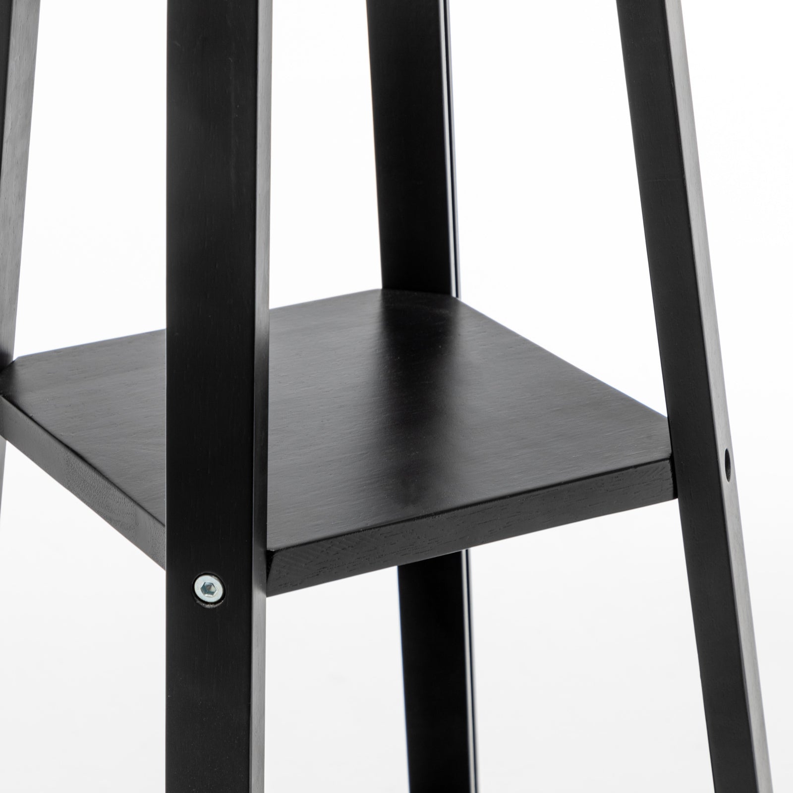 Eiffel 3 Tier Natural Wood Floor Lamp w/ Storage Shelves + Off White Linen Shade Big Bedding Australia